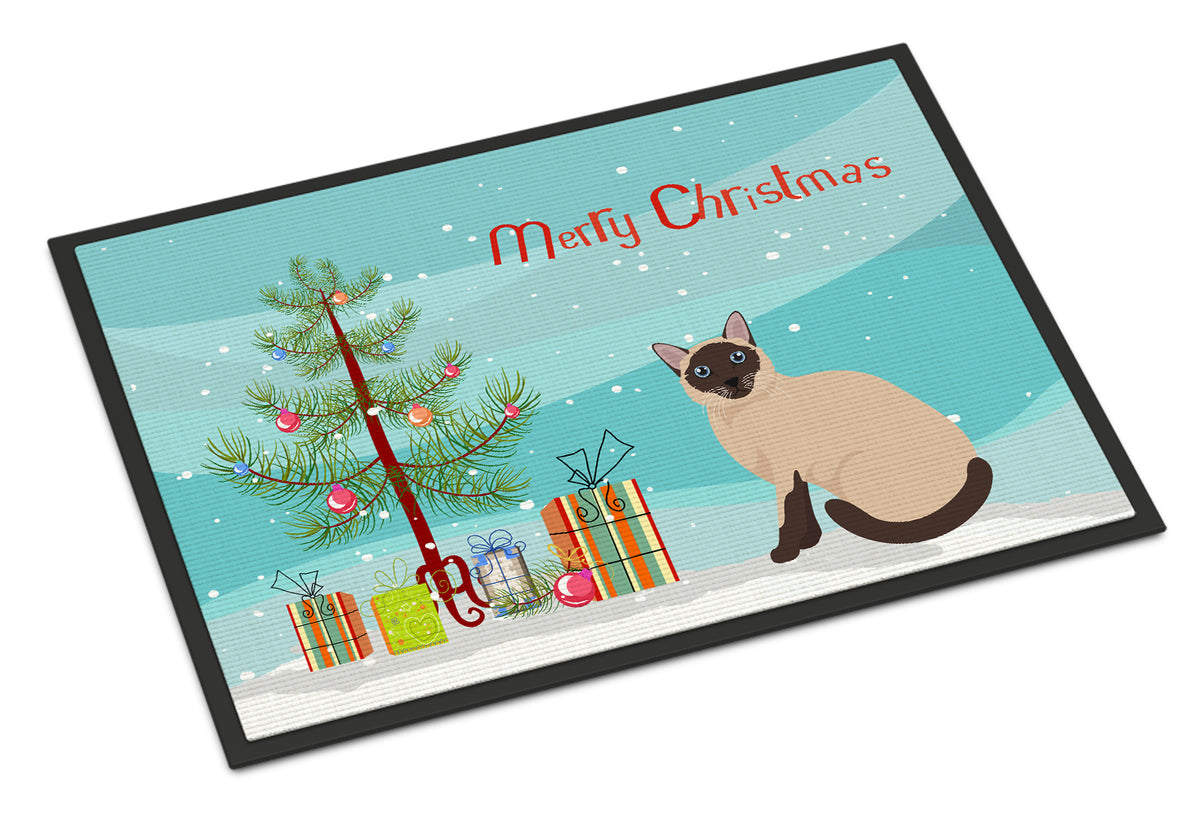 Siamese Traditional Cat Merry Christmas Indoor or Outdoor Mat 18x27 CK4793MAT - the-store.com