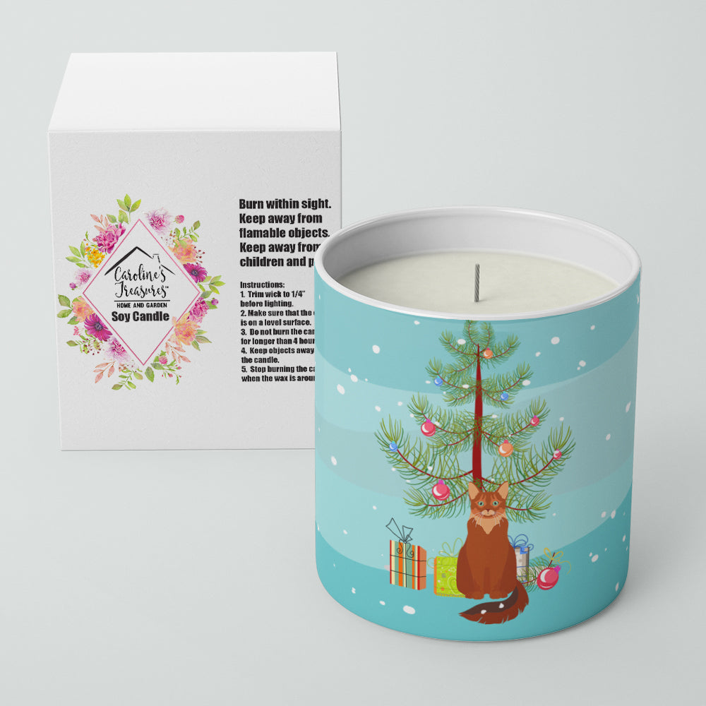 Caroline's Treasures Somali Cat Merry Christmas 10 oz Decorative Soy Candle