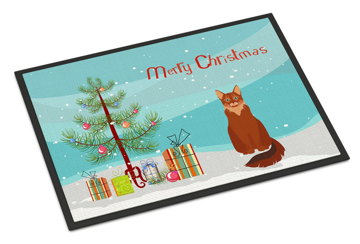 Somali Cat Merry Christmas Indoor or Outdoor Mat 24x36 CK4799JMAT by Caroline&#39;s Treasures