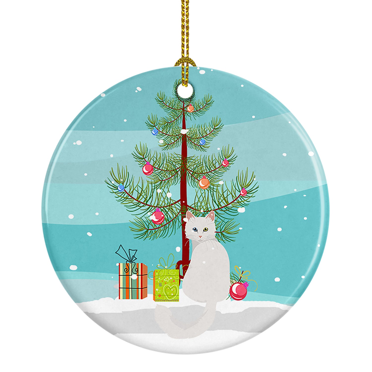 Buy this Turkish Angora Cat Merry Christmas Ceramic Ornament
