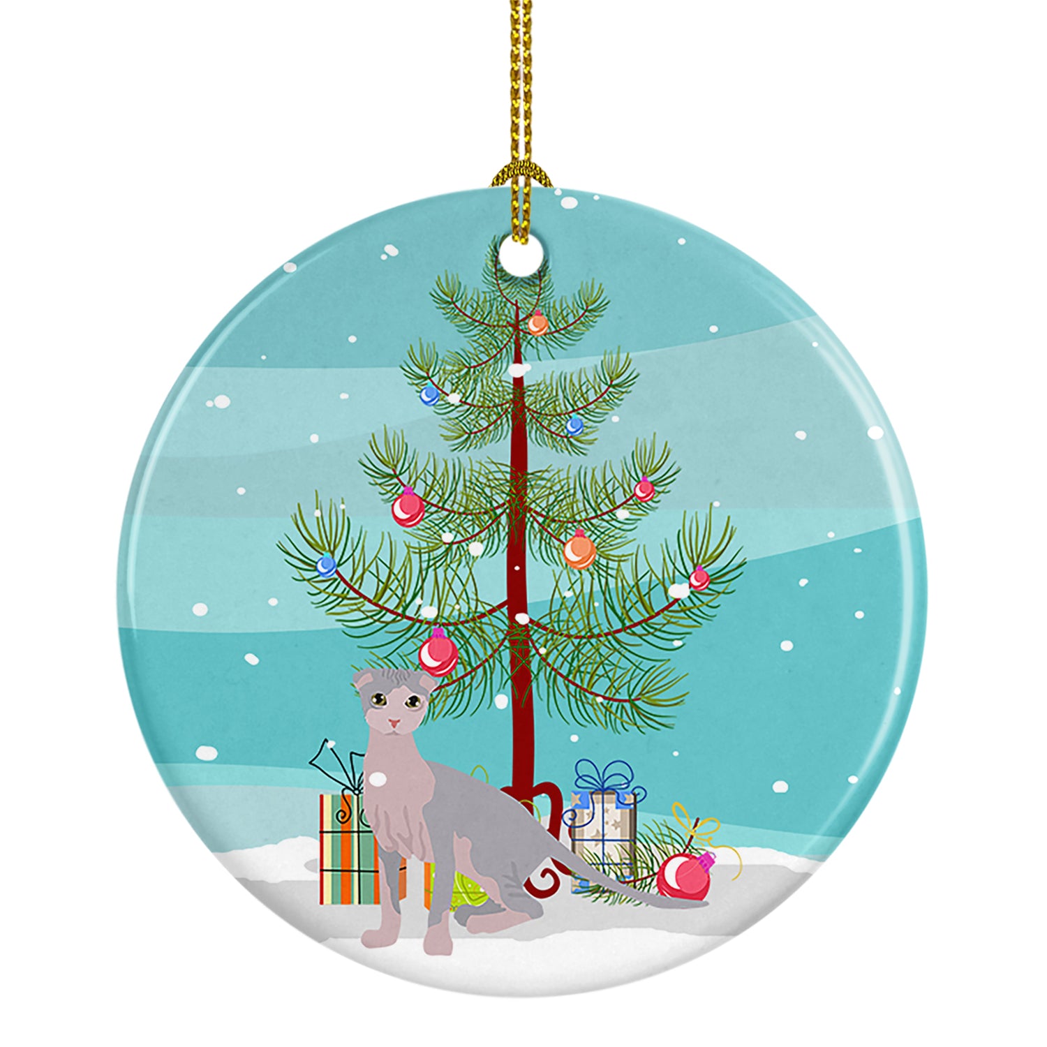 Buy this Ukrainian Levkoy Cat Merry Christmas Ceramic Ornament