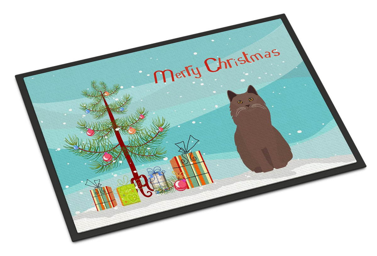 York Chocolate Cat Merry Christmas Indoor or Outdoor Mat 24x36 CK4810JMAT by Caroline&#39;s Treasures