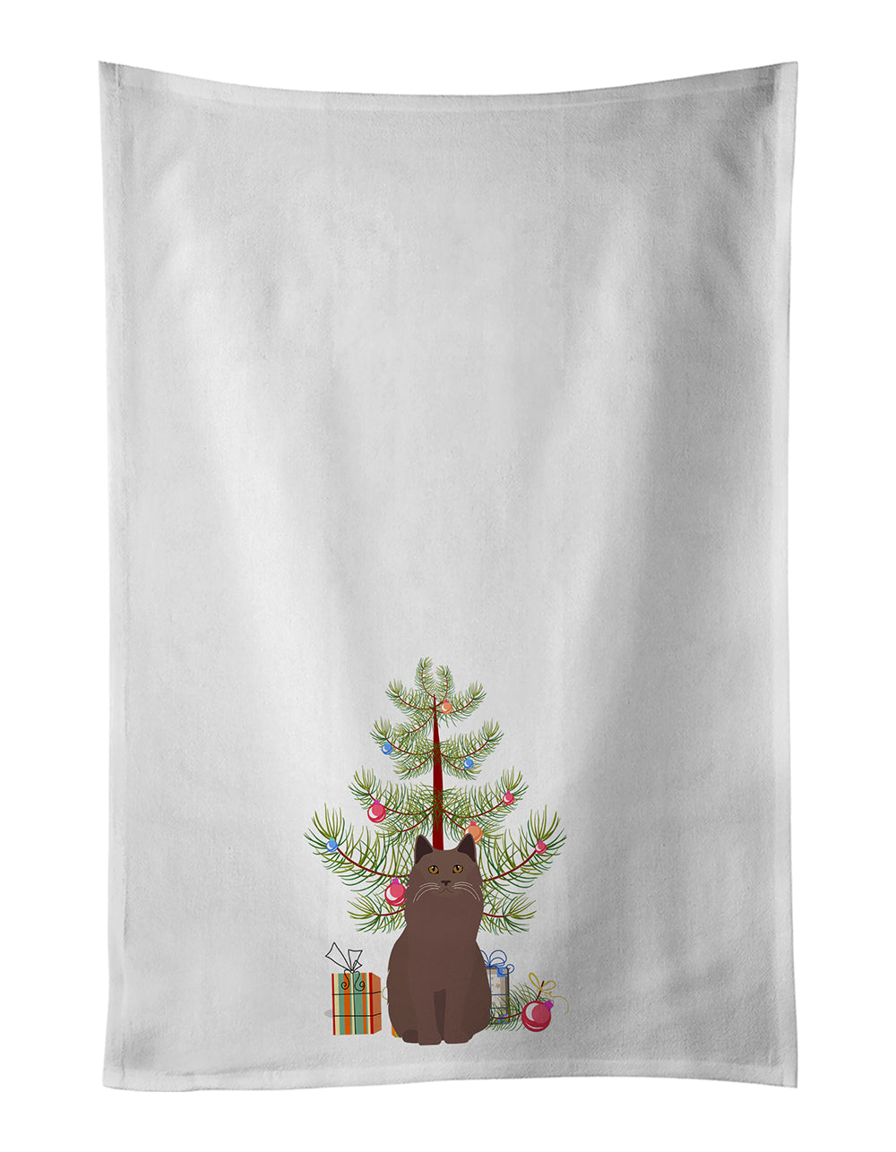 Buy this York Chocolate Cat Merry Christmas White Kitchen Towel Set of 2