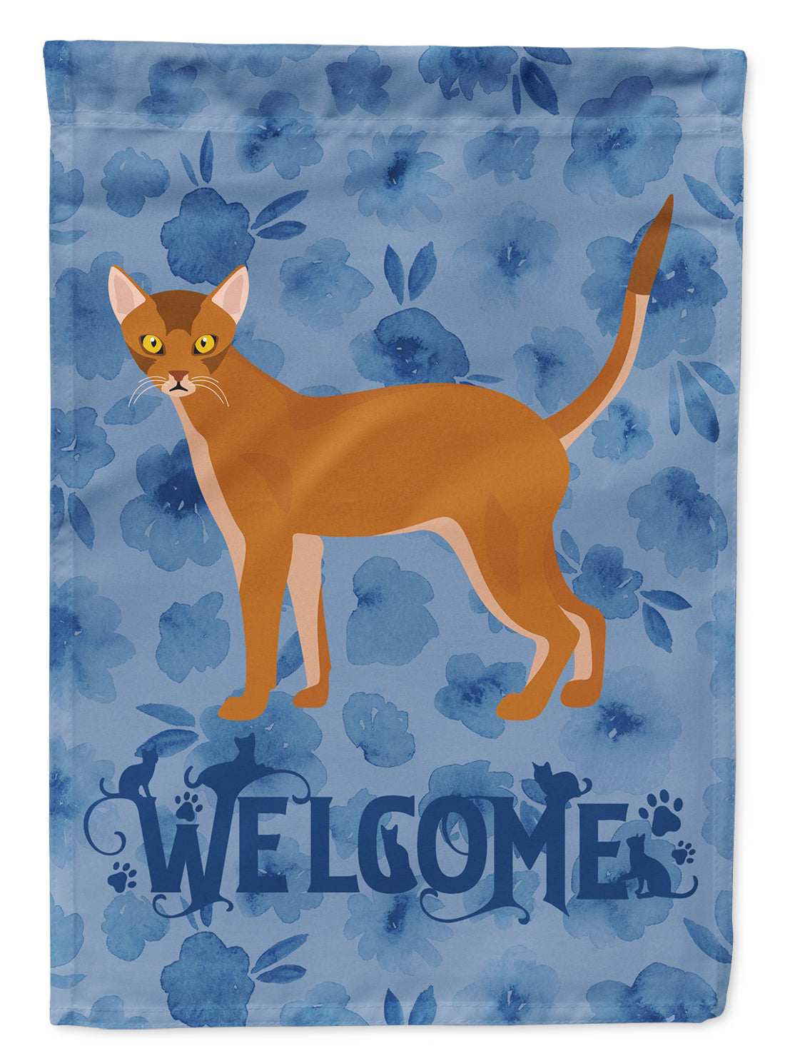 Red Abyssinian Cat Welcome Flag Canvas House Size CK4811CHF  the-store.com.