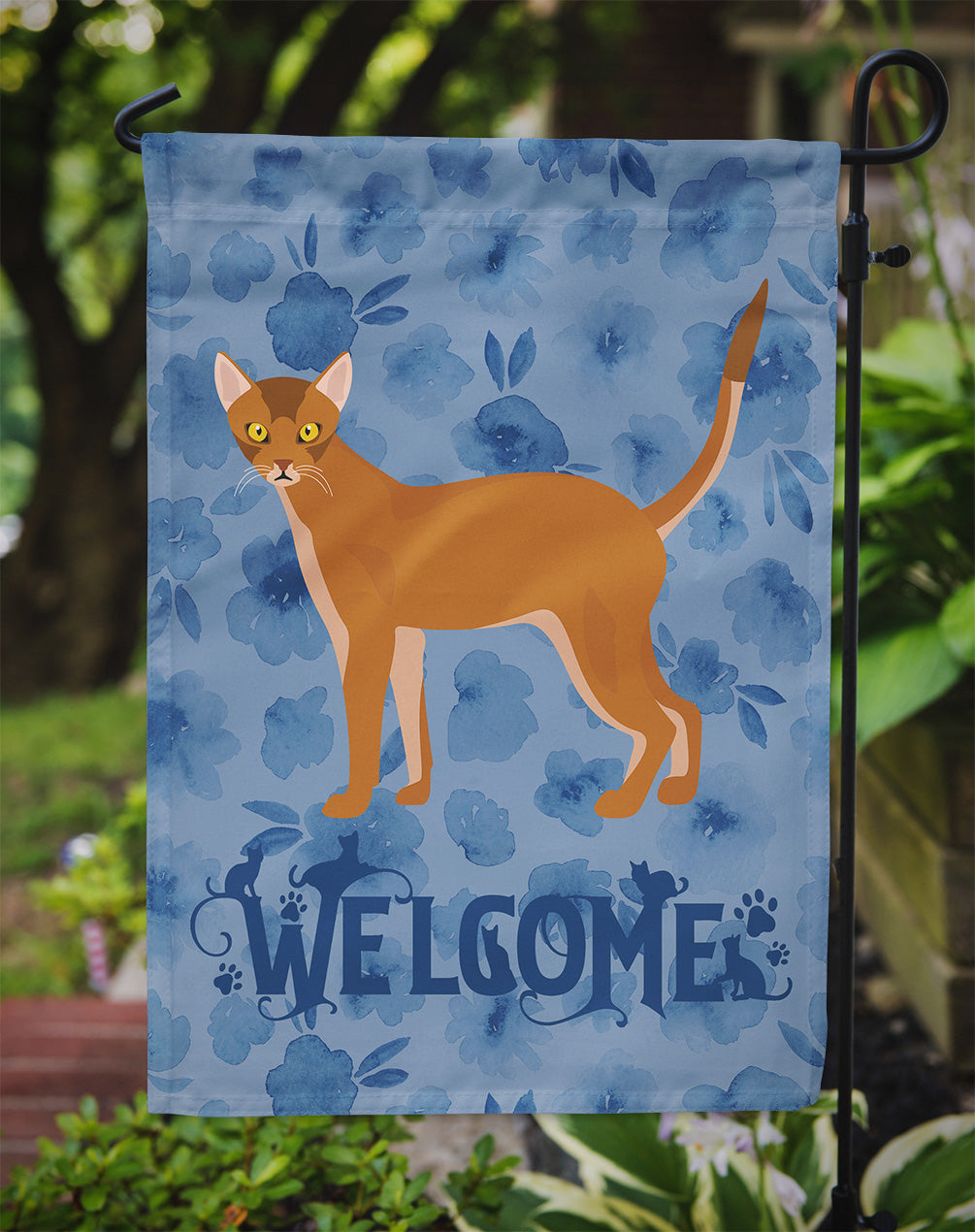 Red Abyssinian Cat Welcome Flag Garden Size CK4811GF