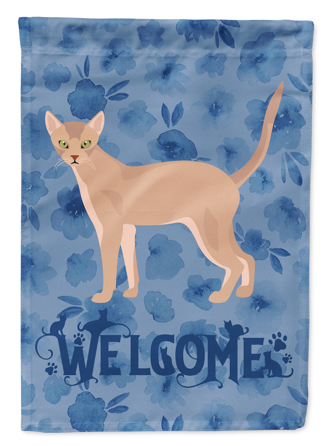 Fawn Abyssinian Cat Welcome Flag Canvas House Size CK4812CHF