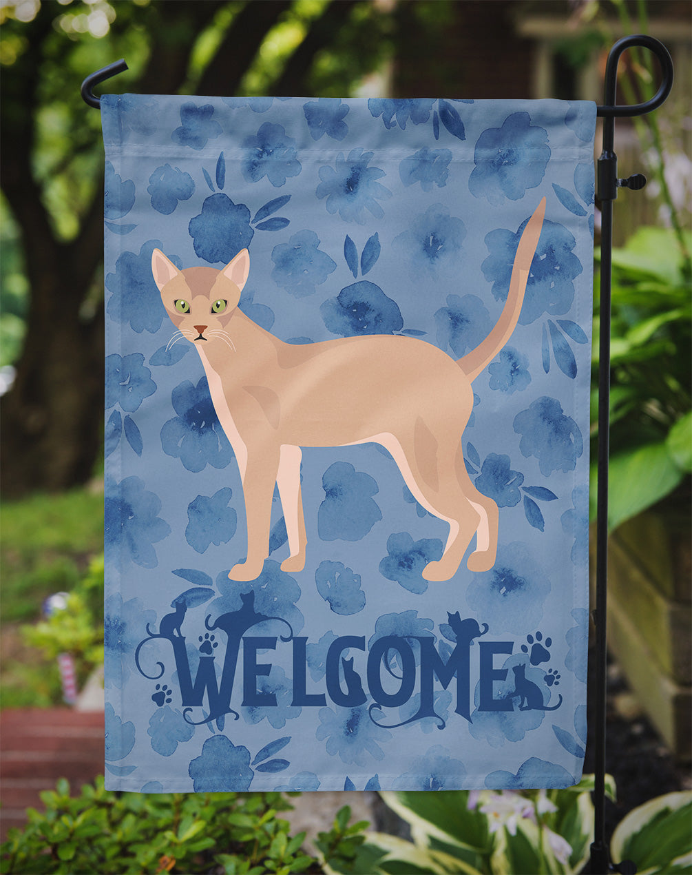 Fawn Abyssinian Cat Welcome Flag Garden Size CK4812GF  the-store.com.