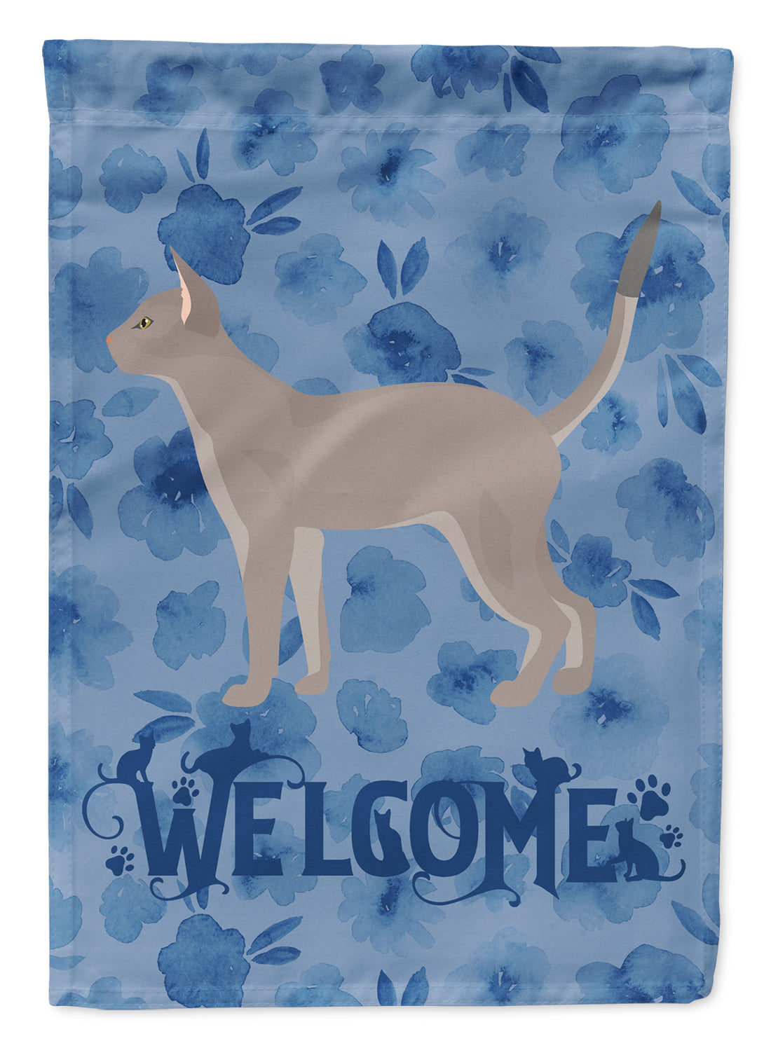 Blue Abyssinian Cat Welcome Flag Canvas House Size CK4813CHF