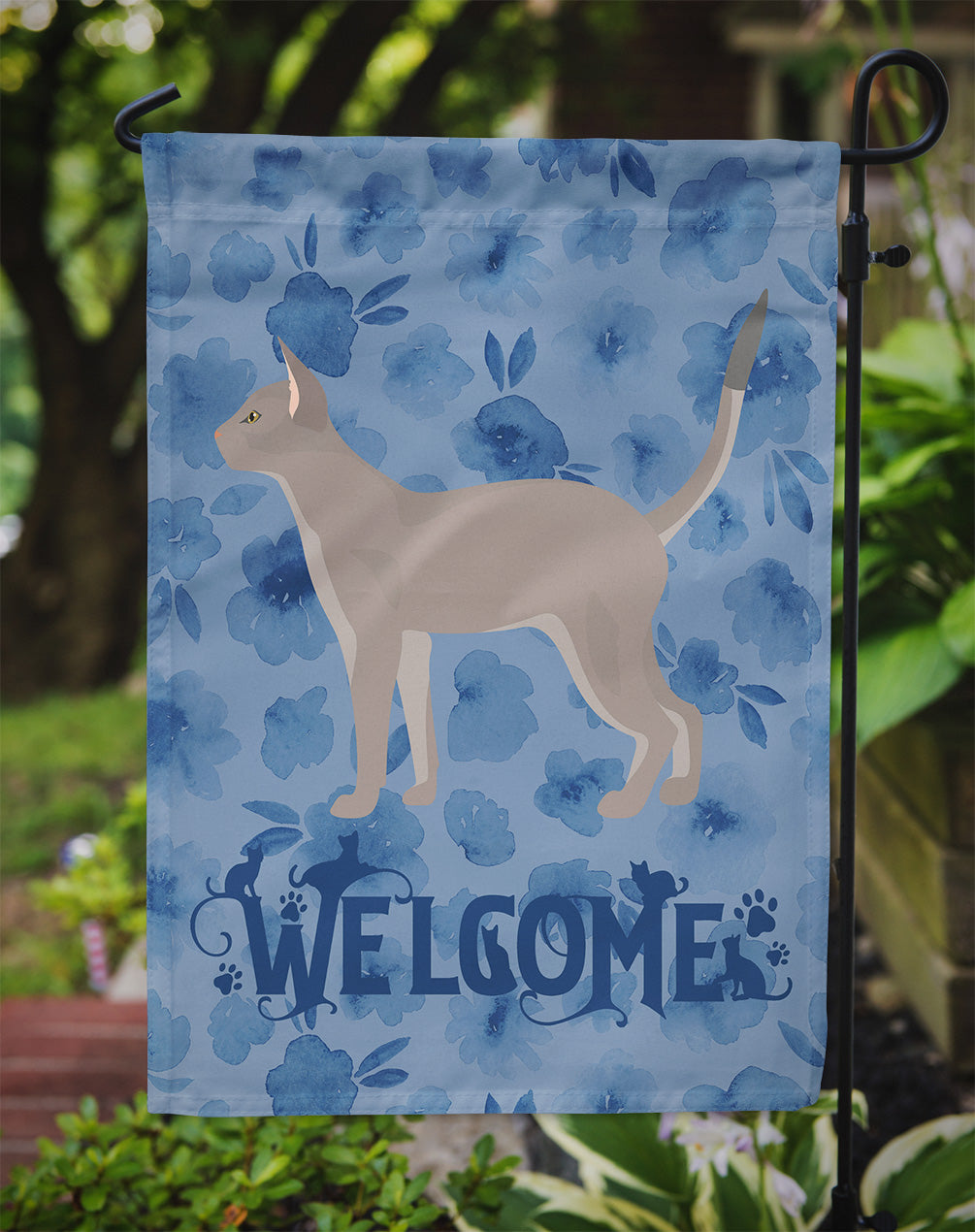 Blue Abyssinian Cat Welcome Flag Garden Size CK4813GF  the-store.com.