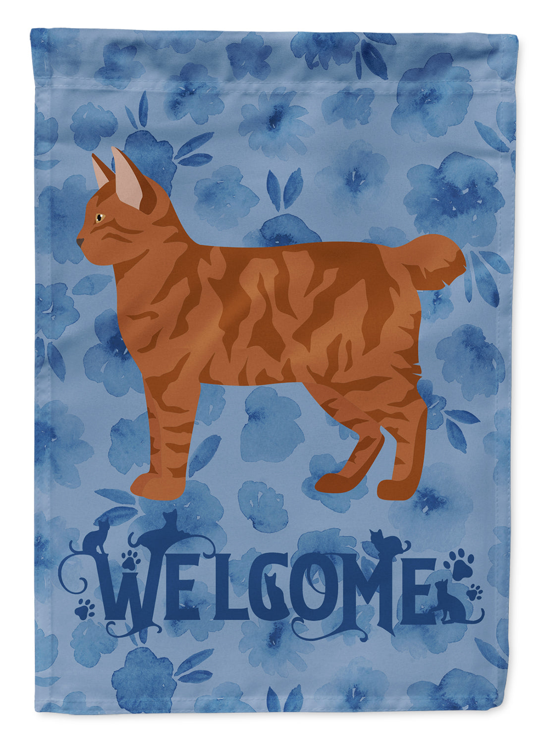 American Bobtail #2 Cat Welcome Flag Canvas House Size CK4817CHF  the-store.com.