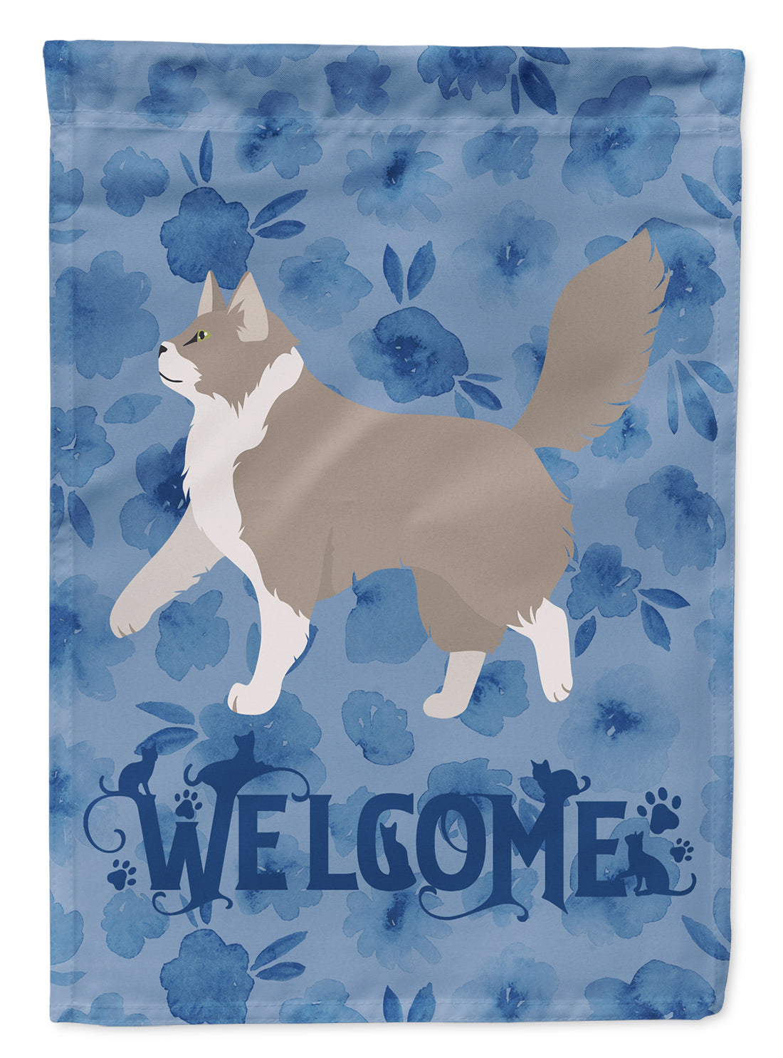 Asian Semi Longhaired Cat Welcome Flag Canvas House Size CK4827CHF