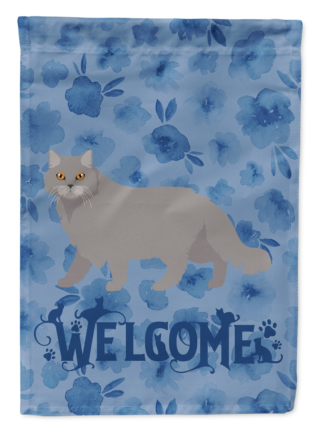 British Longhair Cat Welcome Flag Canvas House Size CK4838CHF