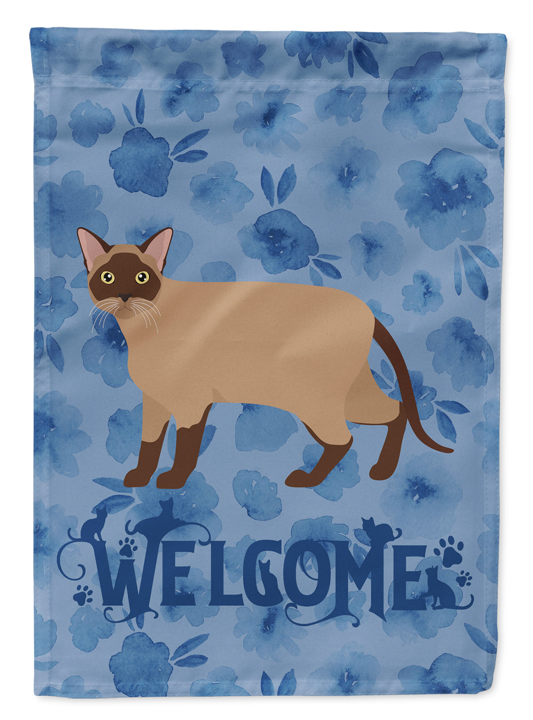 Burmese Cat Welcome Flag Canvas House Size CK4842CHF  the-store.com.