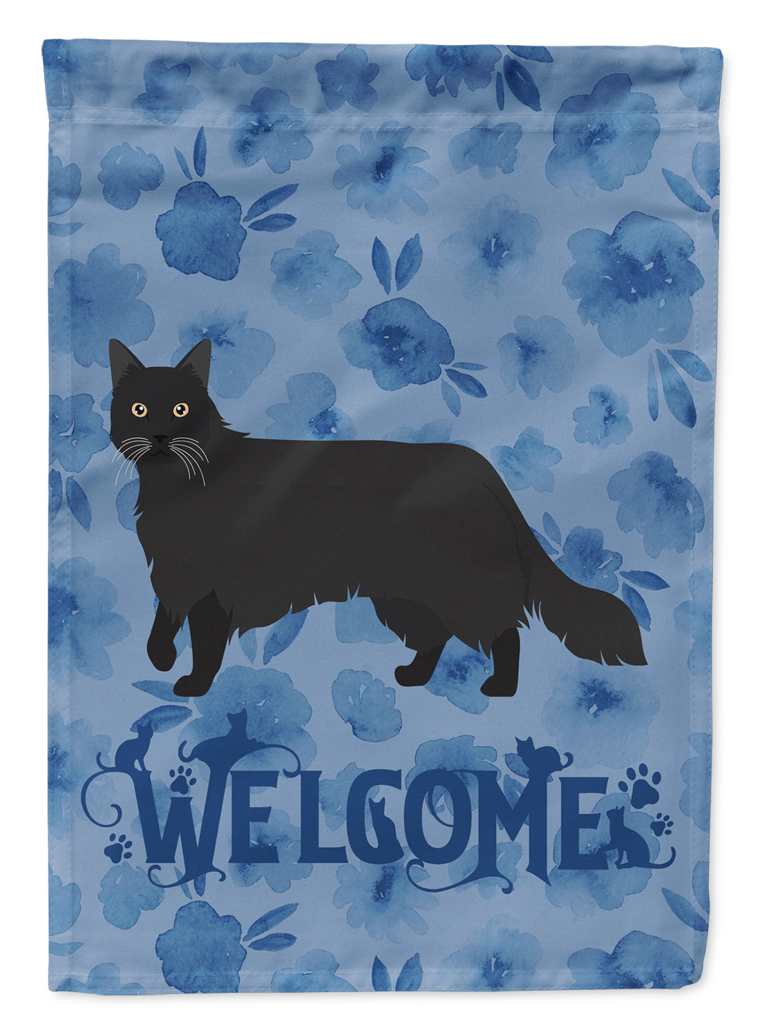 Black Chantilly Tiffany Cat Welcome Flag Canvas House Size CK4847CHF