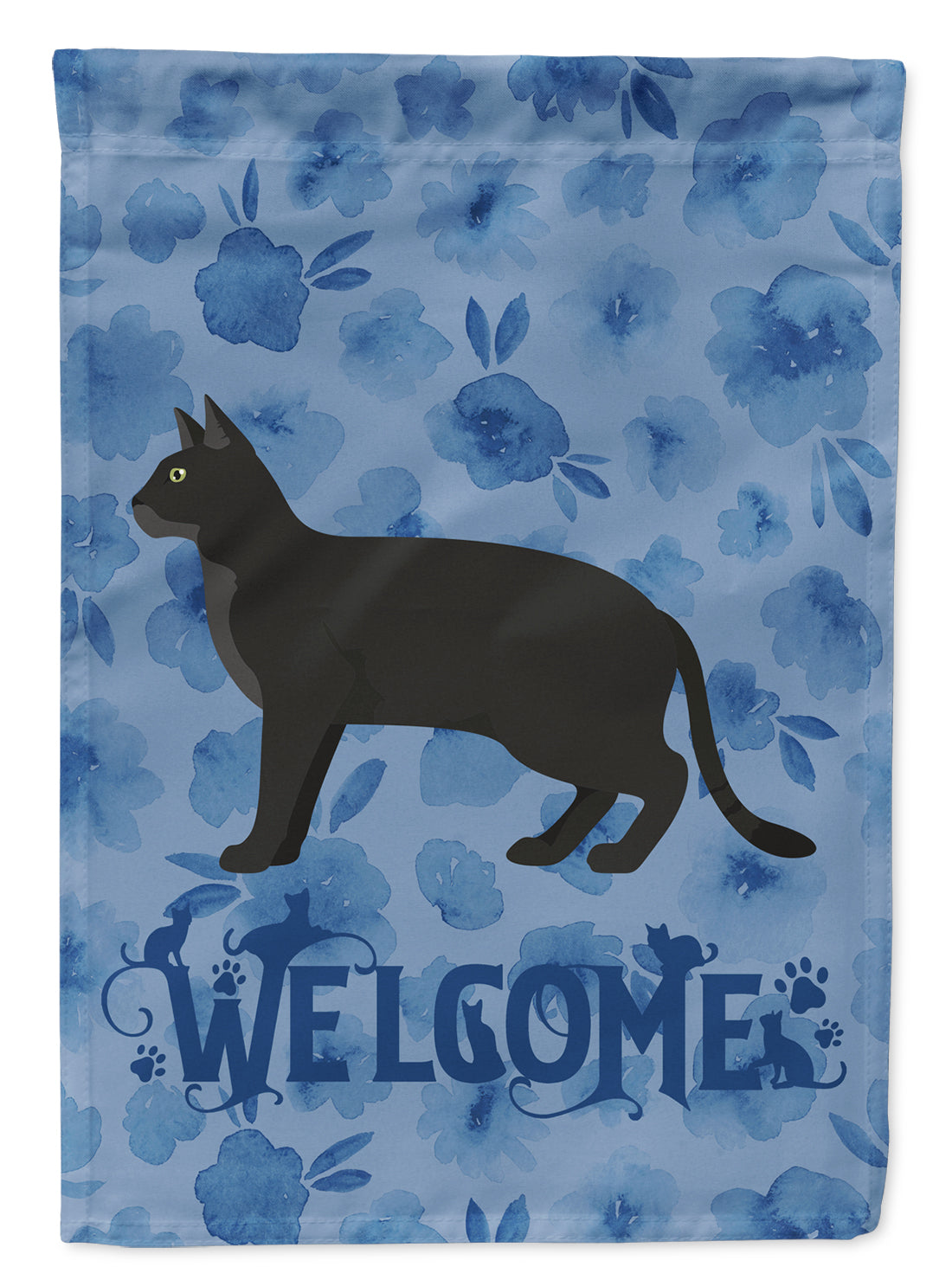 Chausie Black Cat Welcome Flag Canvas House Size CK4851CHF
