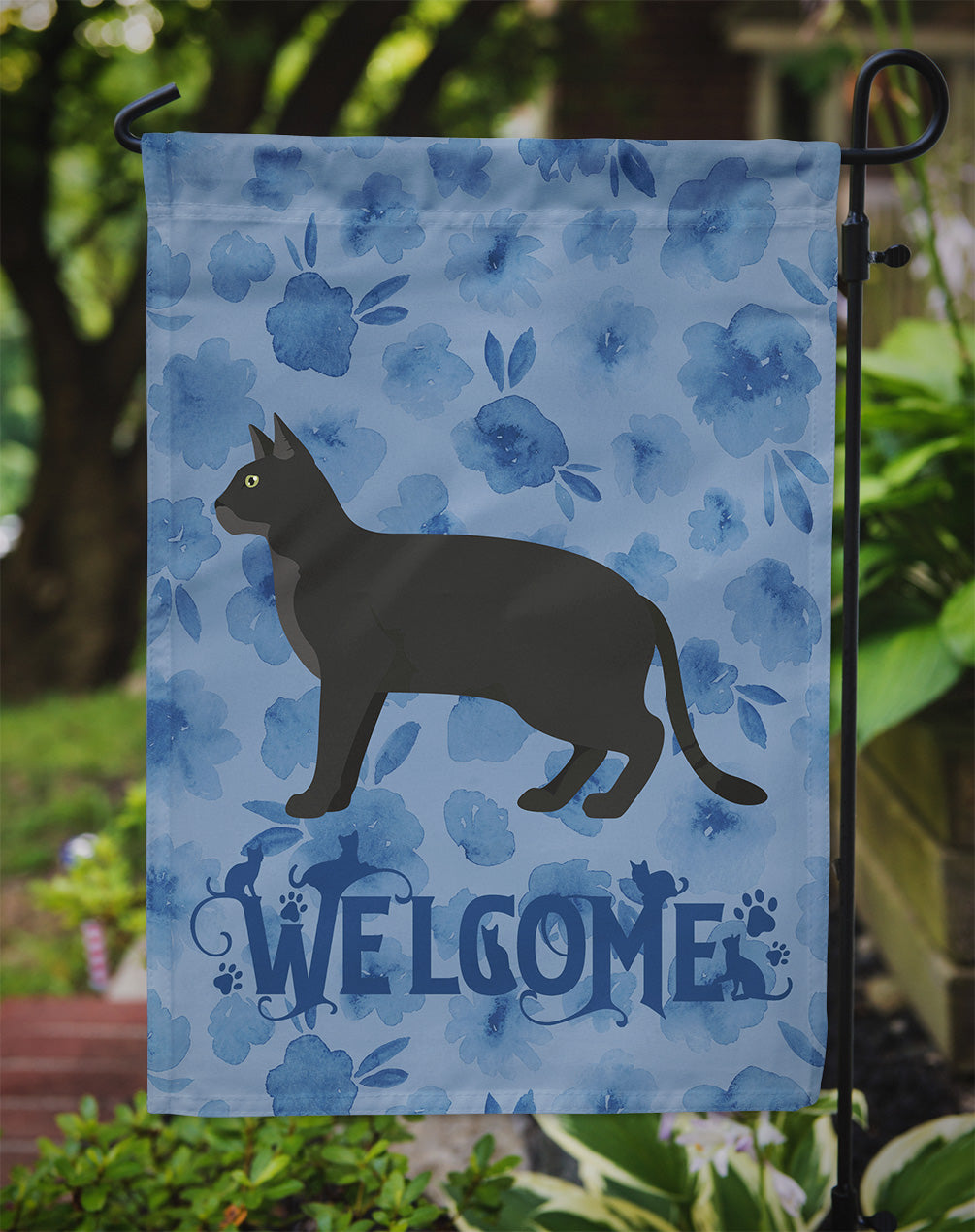 Chausie Black Cat Welcome Flag Garden Size CK4851GF  the-store.com.