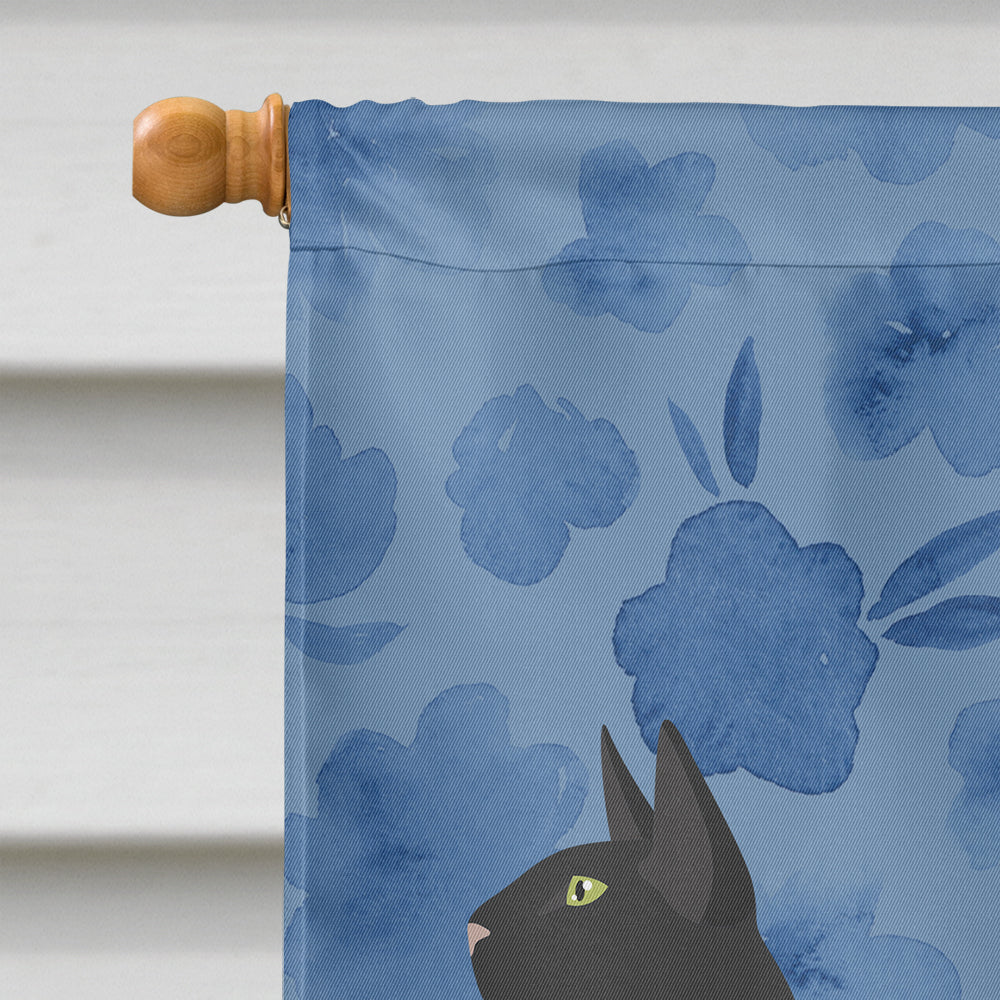 Black Cornish Rex Cat Welcome Flag Canvas House Size CK4863CHF  the-store.com.