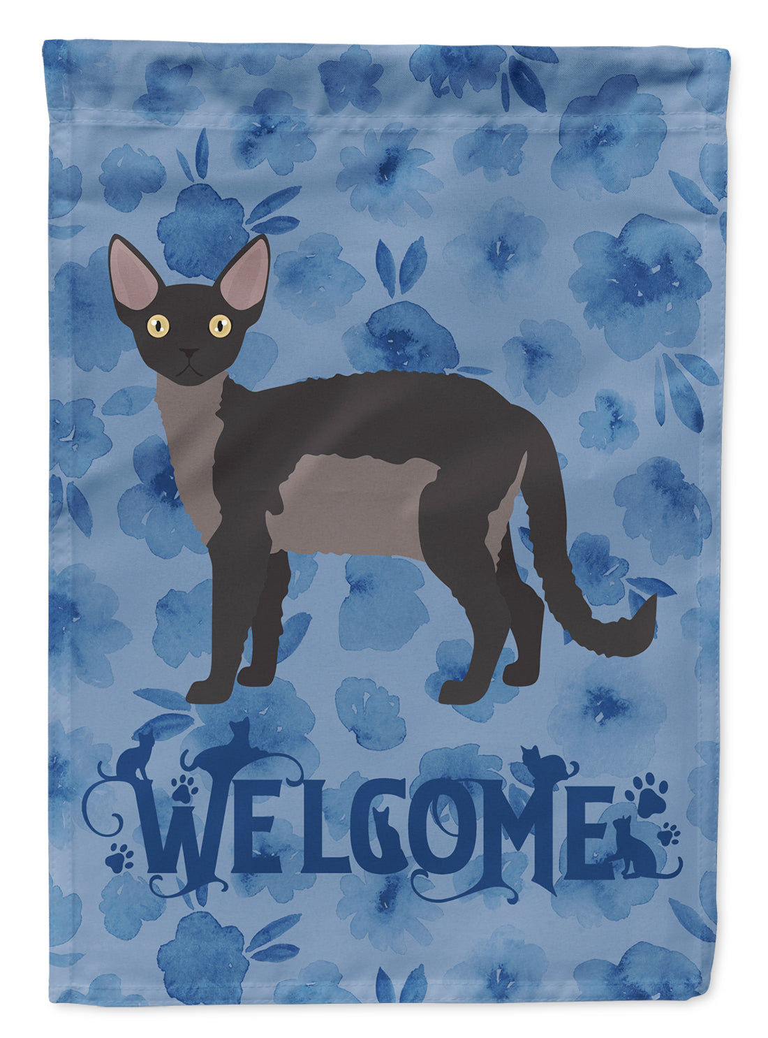 Devon Rex Cat Welcome Flag Canvas House Size CK4867CHF  the-store.com.