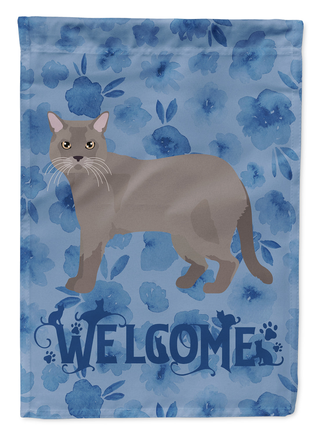 European Burmese Cat Welcome Flag Canvas House Size CK4881CHF  the-store.com.