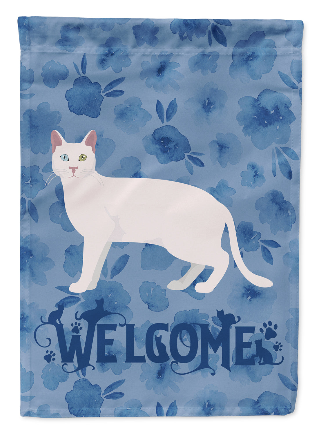 Khao Manee #1 Cat Welcome Flag Canvas House Size CK4900CHF