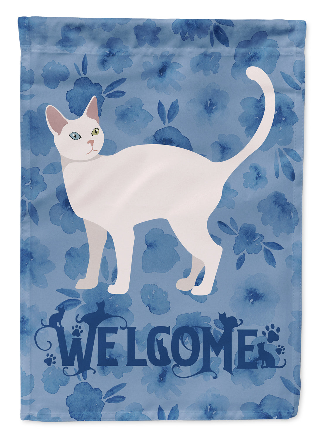 Khao Manee #2 Cat Welcome Flag Canvas House Size CK4901CHF