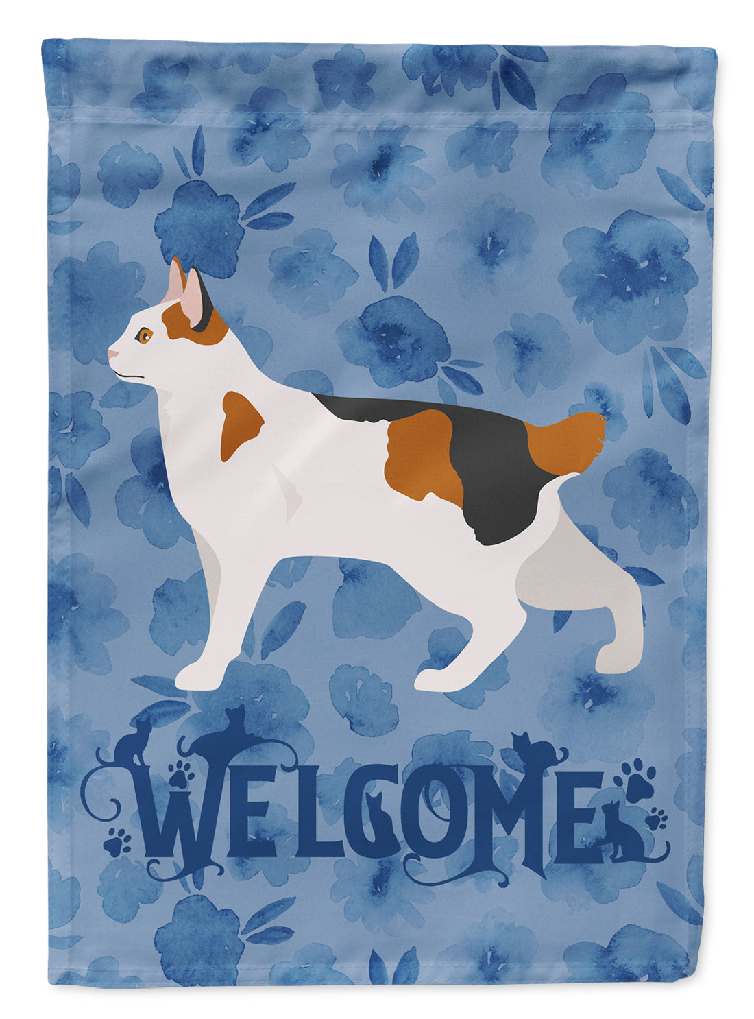 Korean Bobtail Cat Welcome Flag Canvas House Size CK4905CHF  the-store.com.