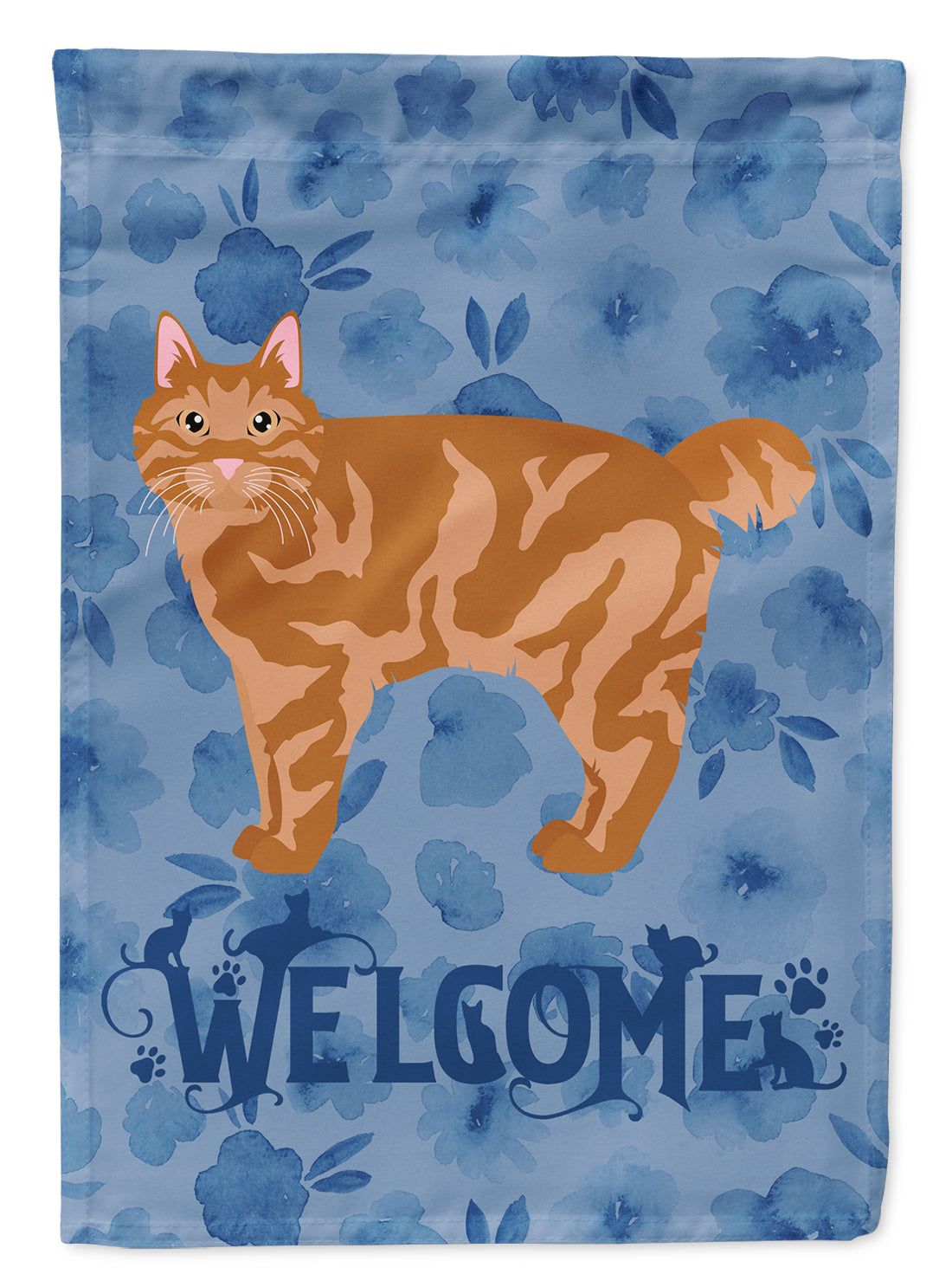 Kurilian Bobtail Cat Welcome Flag Canvas House Size CK4906CHF