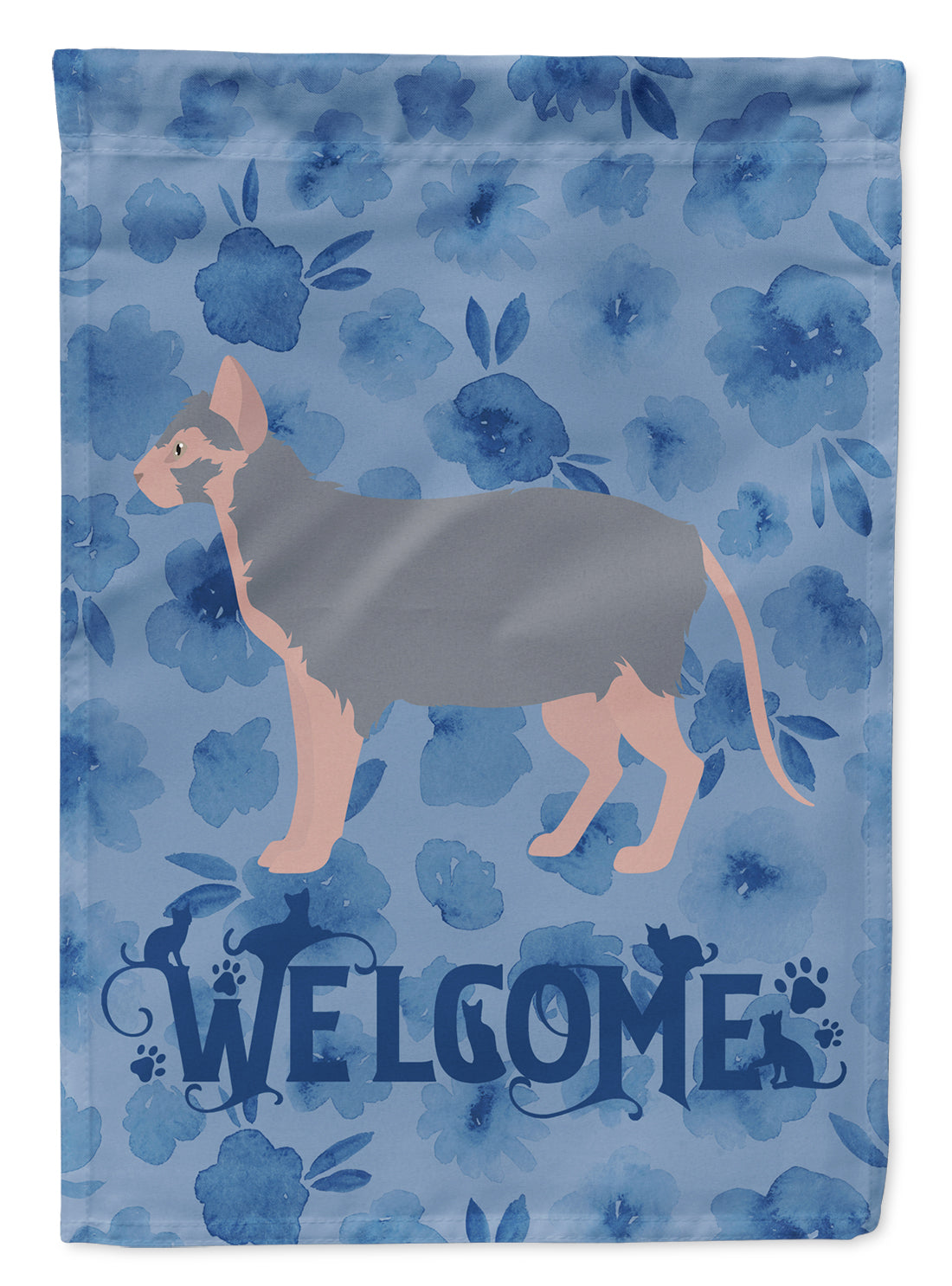 Lykoi #3 Cat Welcome Flag Canvas House Size CK4913CHF
