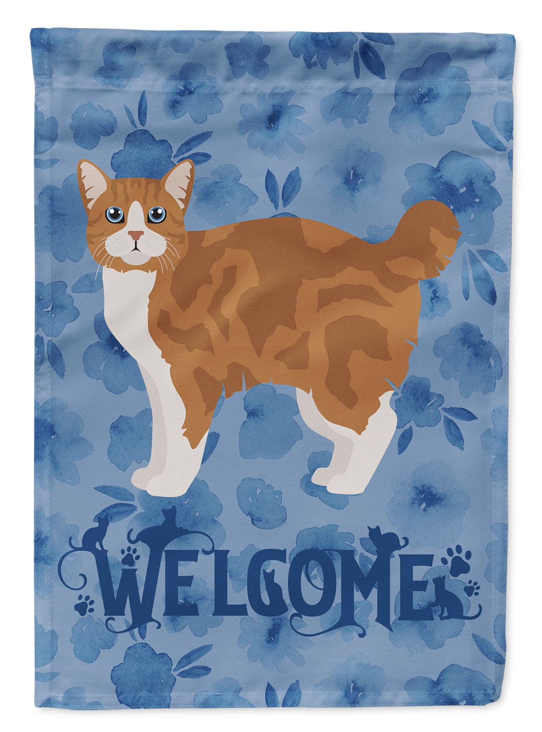 Manx #2 Cat Welcome Flag Canvas House Size CK4919CHF