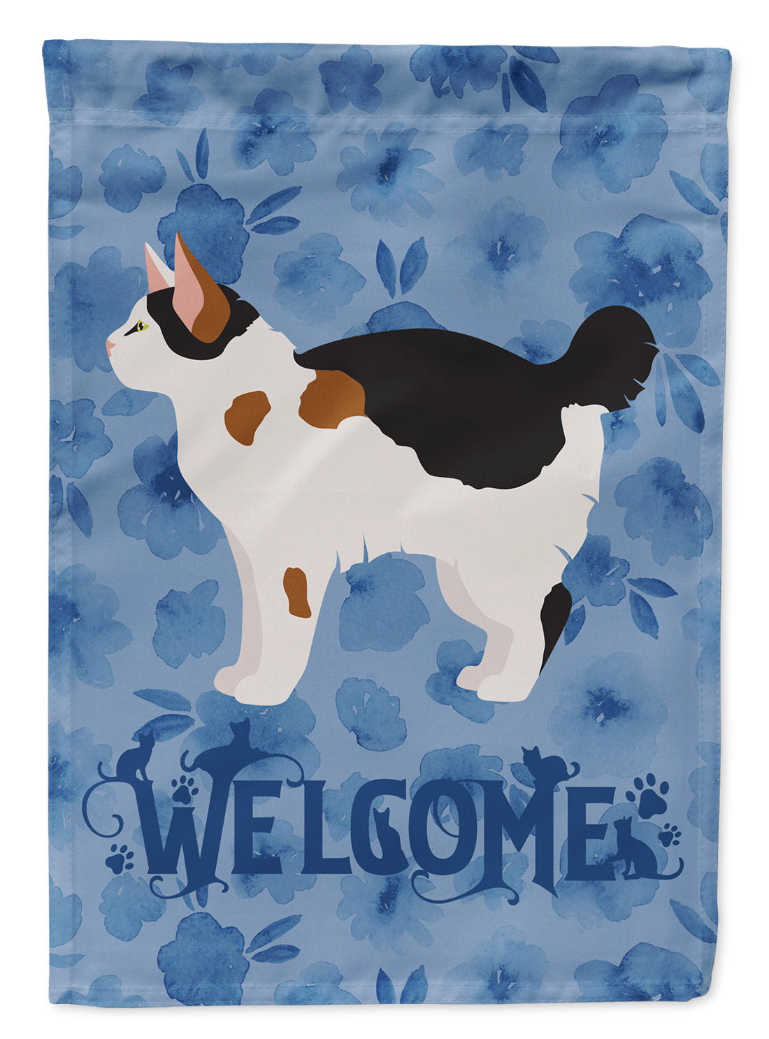 Manx #3 Cat Welcome Flag Canvas House Size CK4920CHF
