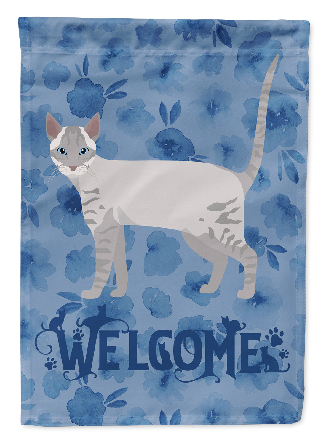 Ojos Azules Cat Welcome Flag Canvas House Size CK4933CHF  the-store.com.