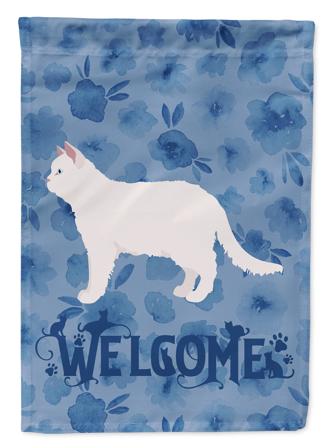 Poodle Cat #2 Cat Welcome Flag Canvas House Size CK4954CHF  the-store.com.
