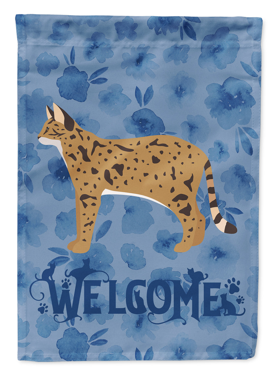 Savannah #2 Cat Welcome Flag Canvas House Size CK4968CHF  the-store.com.