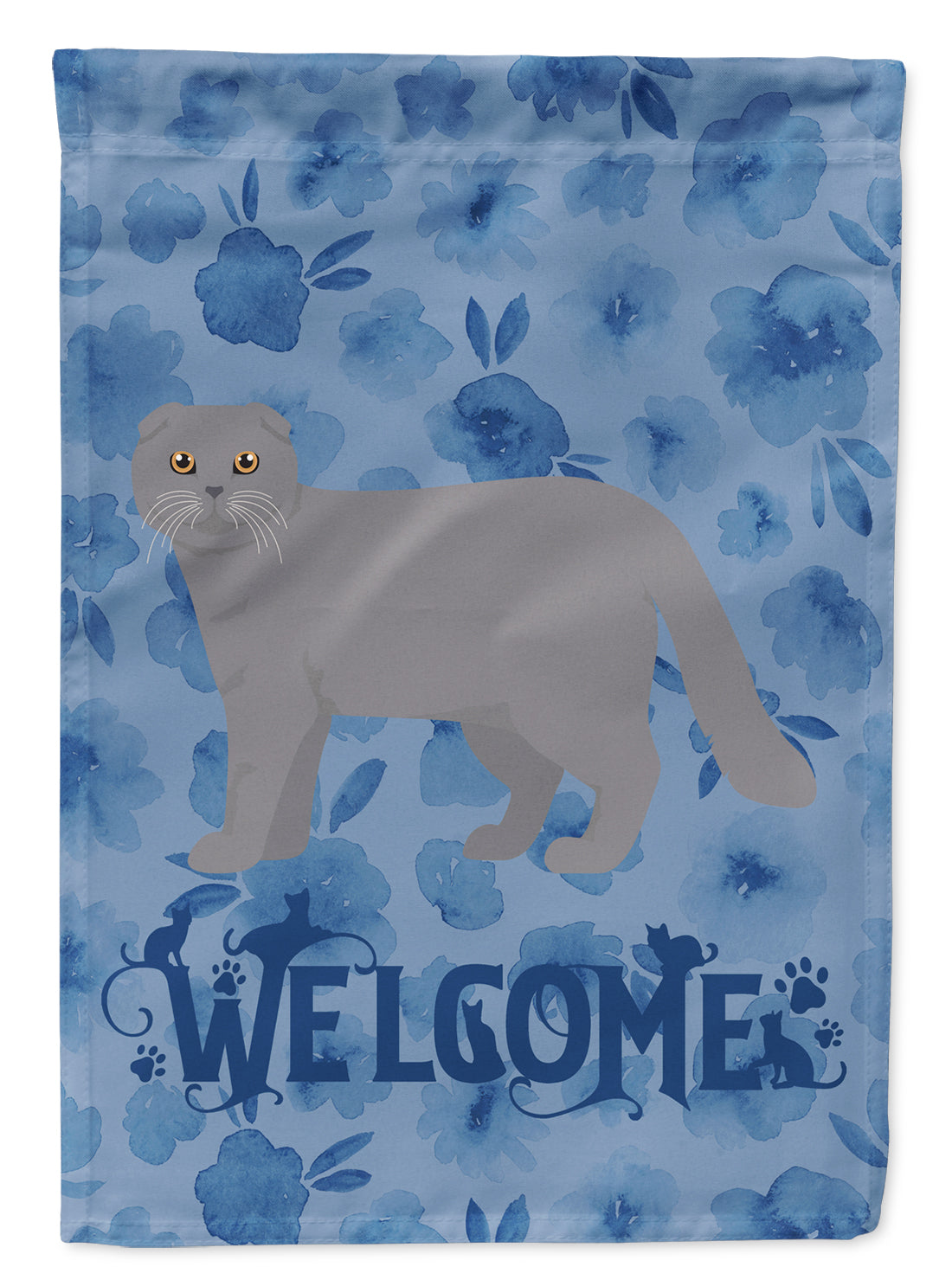 Scottish Fold #1 Cat Welcome Flag Canvas House Size CK4970CHF
