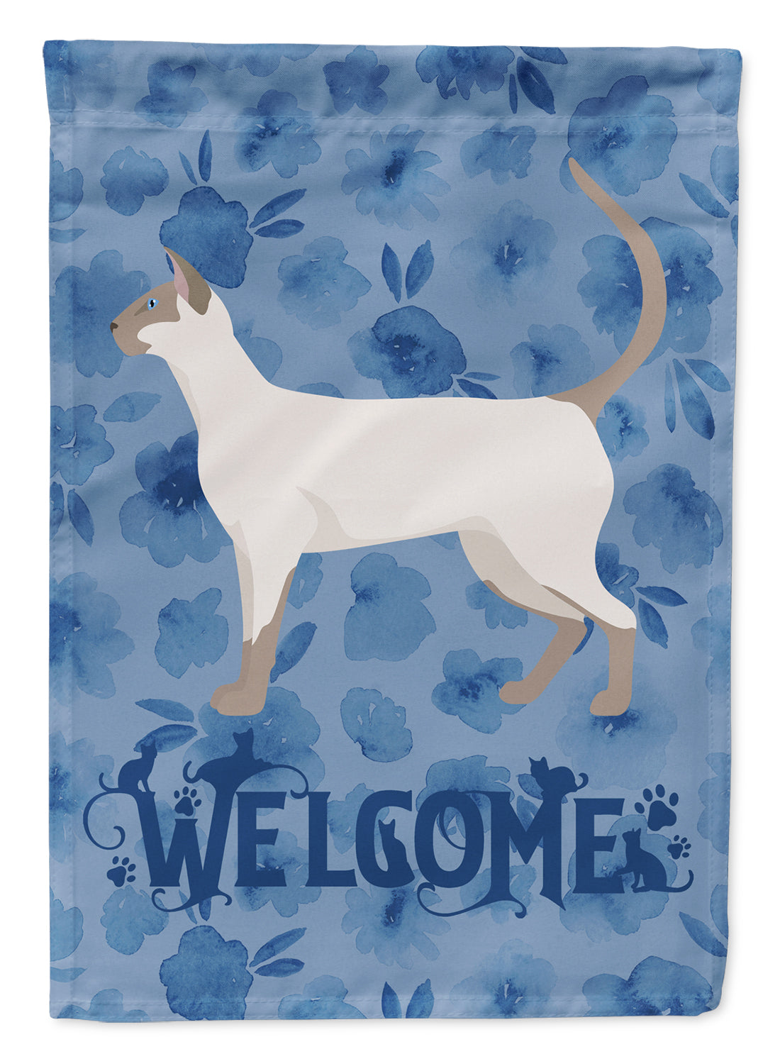Siamese modern #1 Cat Welcome Flag Canvas House Size CK4976CHF