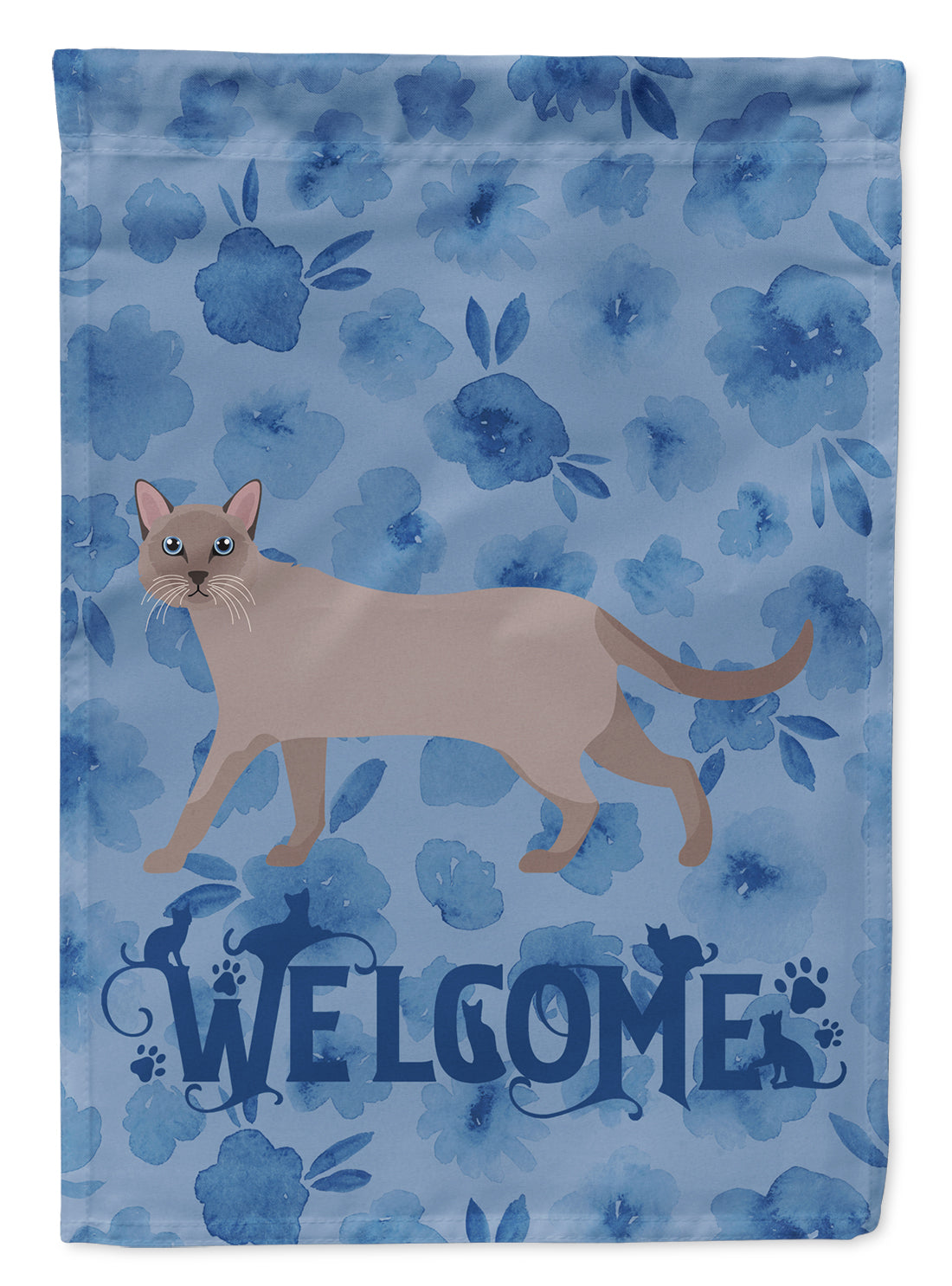 Siamese Traditional #1 Cat Welcome Flag Canvas House Size CK4978CHF  the-store.com.