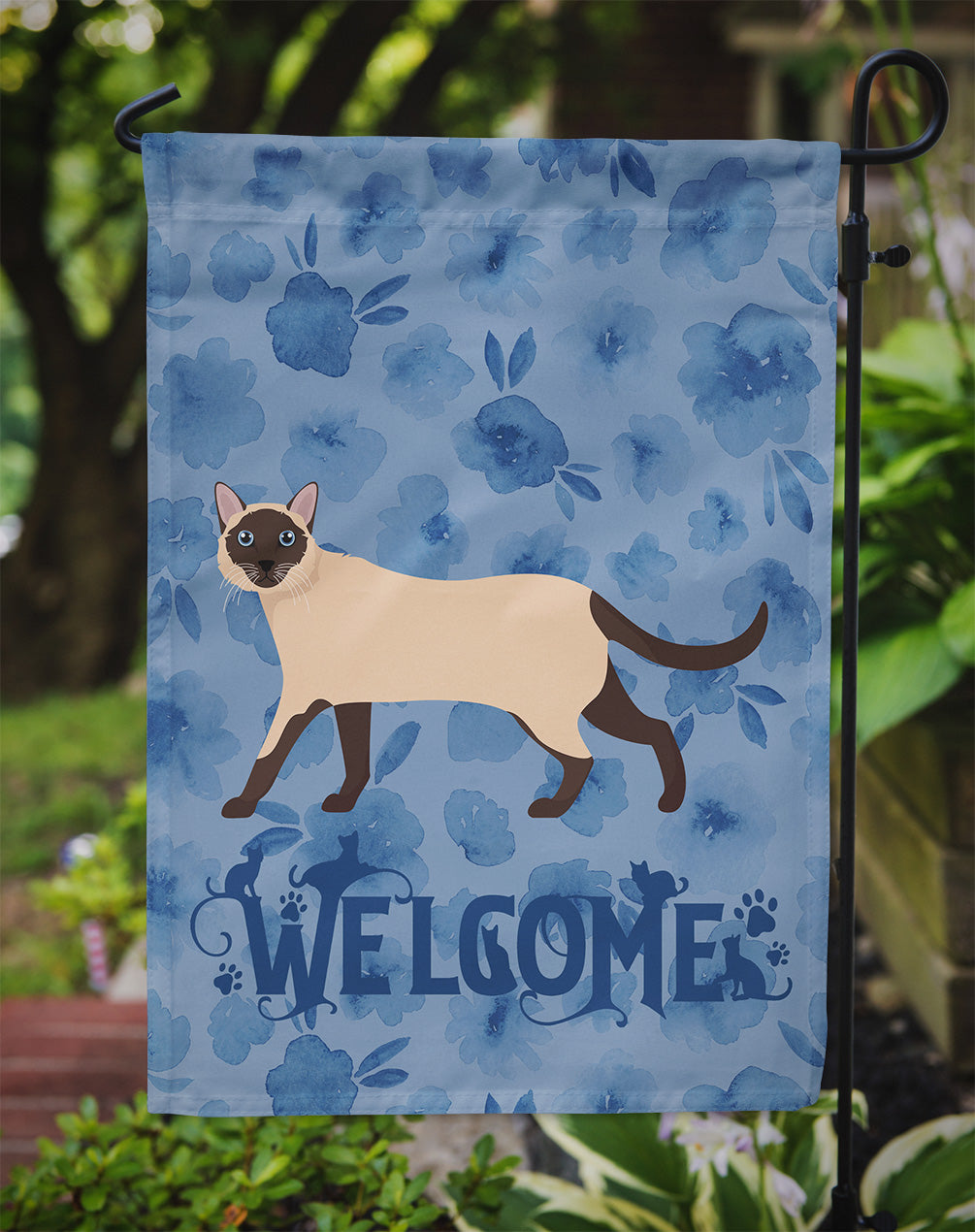Siamese Traditional #2 Cat Welcome Flag Garden Size CK4979GF  the-store.com.