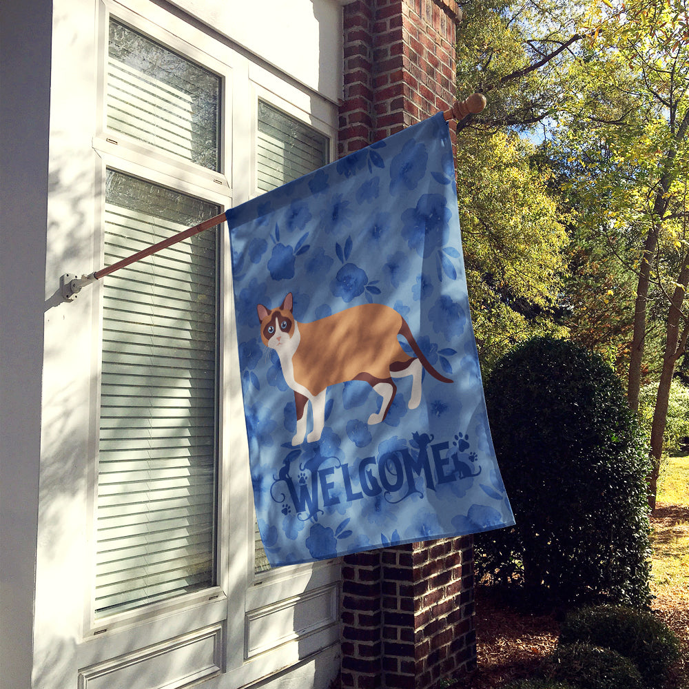 Snowshoe Cat Welcome Flag Canvas House Size CK4985CHF  the-store.com.