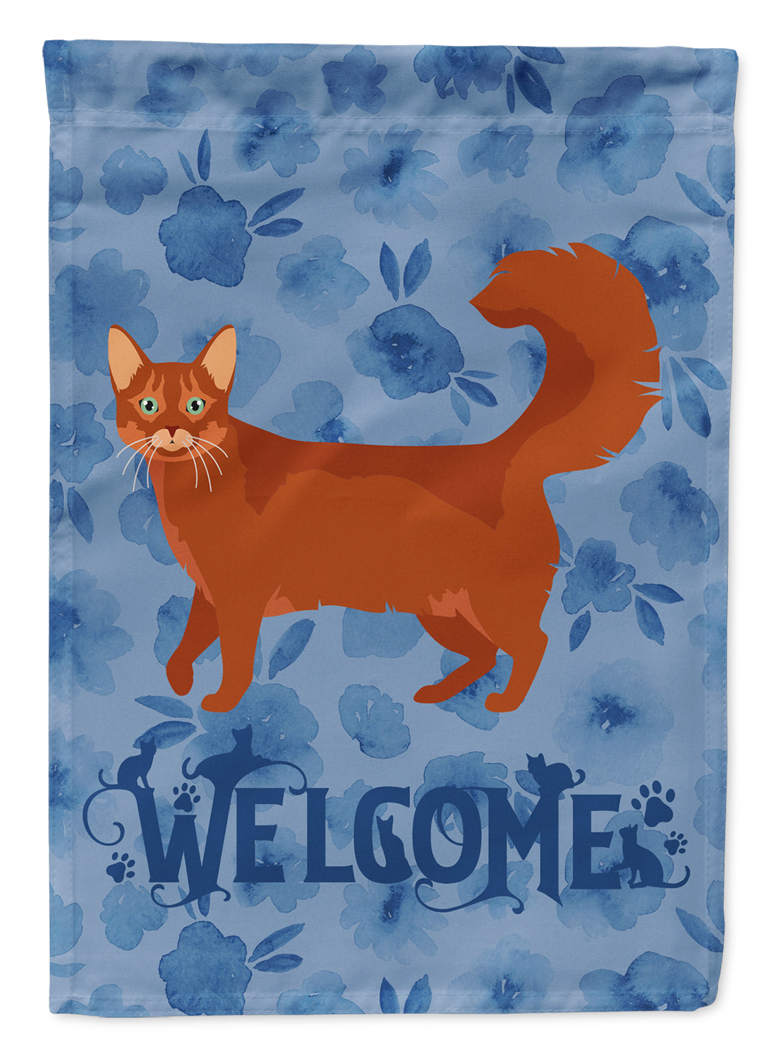 Somali Cat Welcome Flag Canvas House Size CK4988CHF