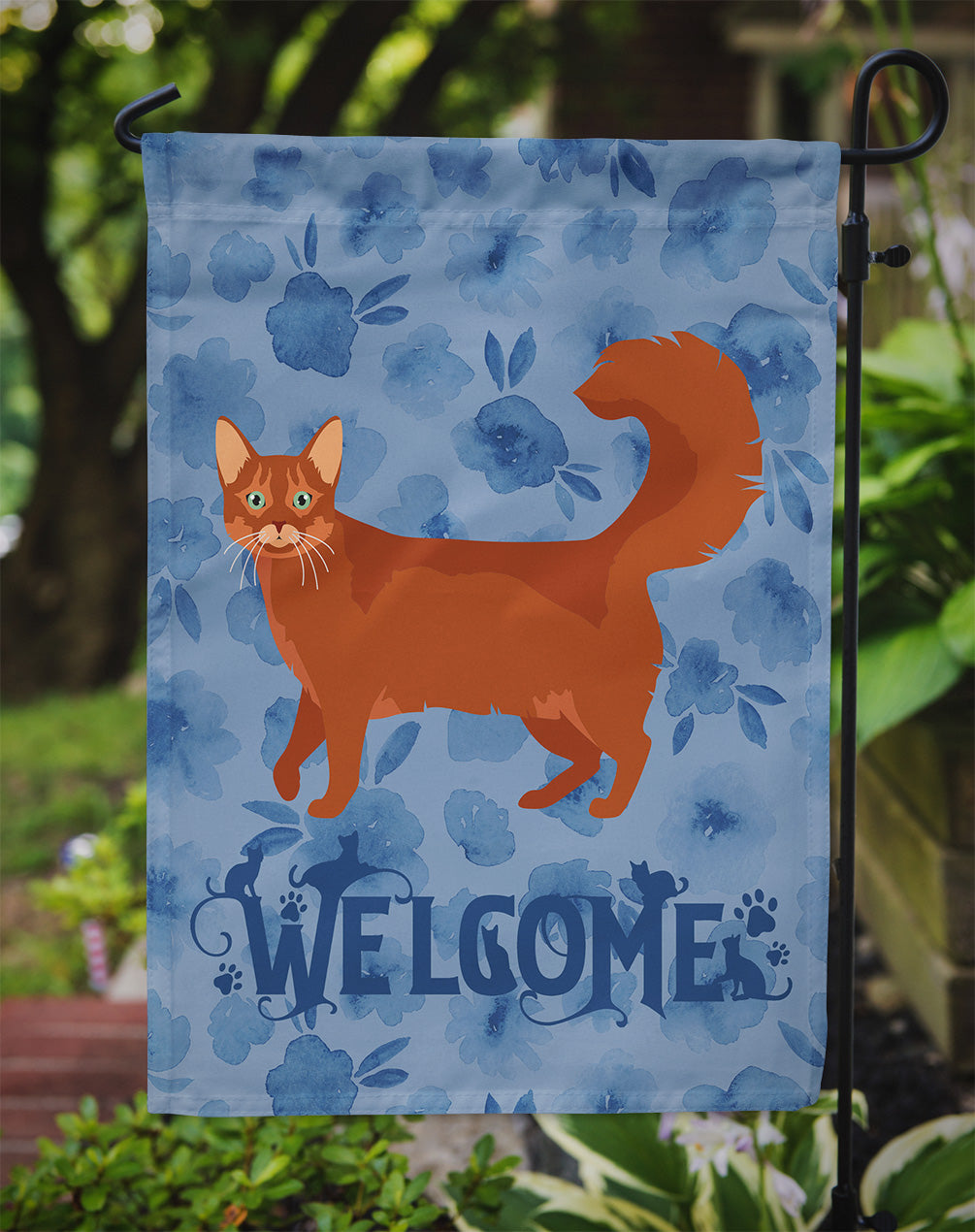 Somali Cat Welcome Flag Garden Size CK4988GF  the-store.com.