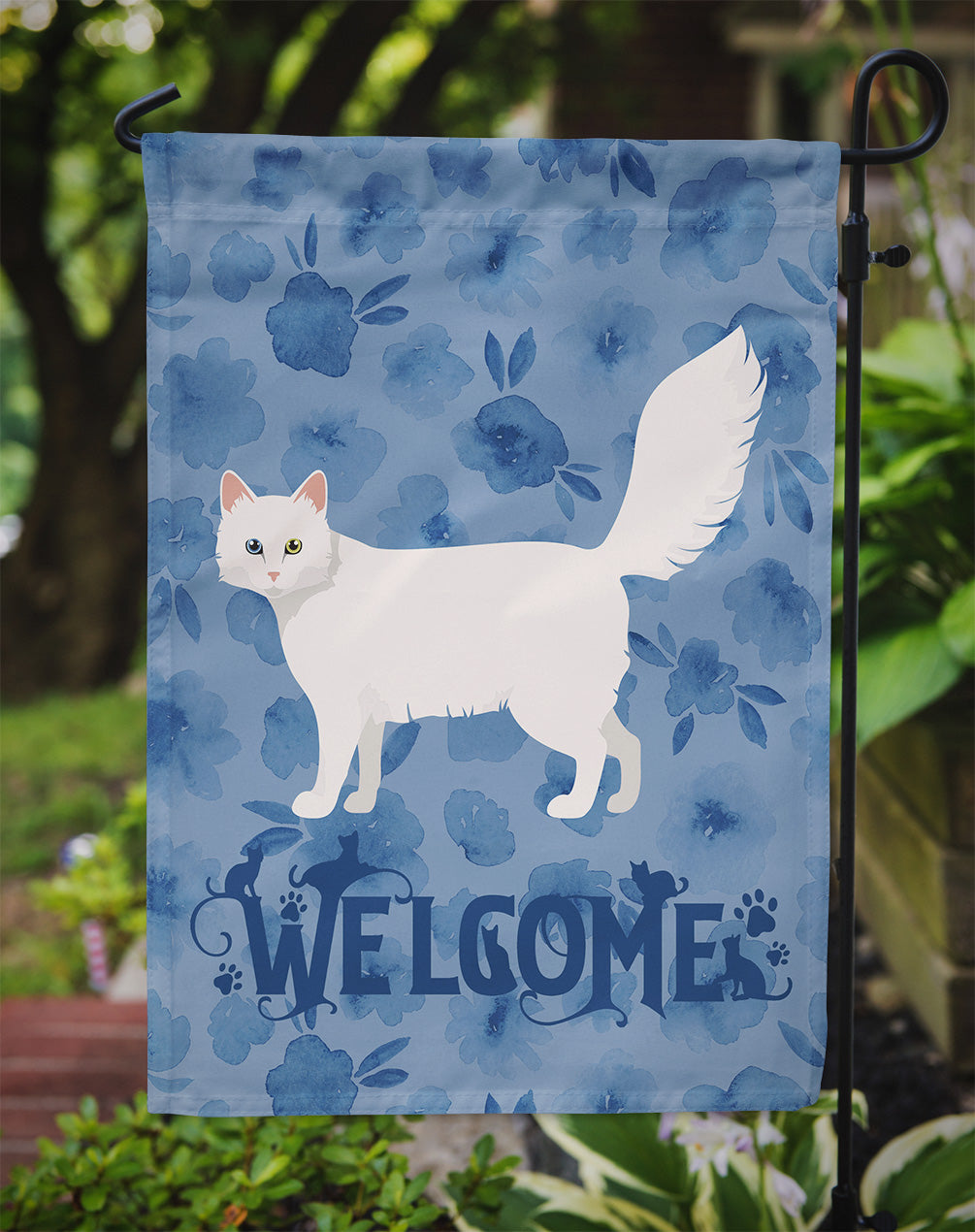 Turkish Angora Cat Welcome Flag Garden Size CK4998GF