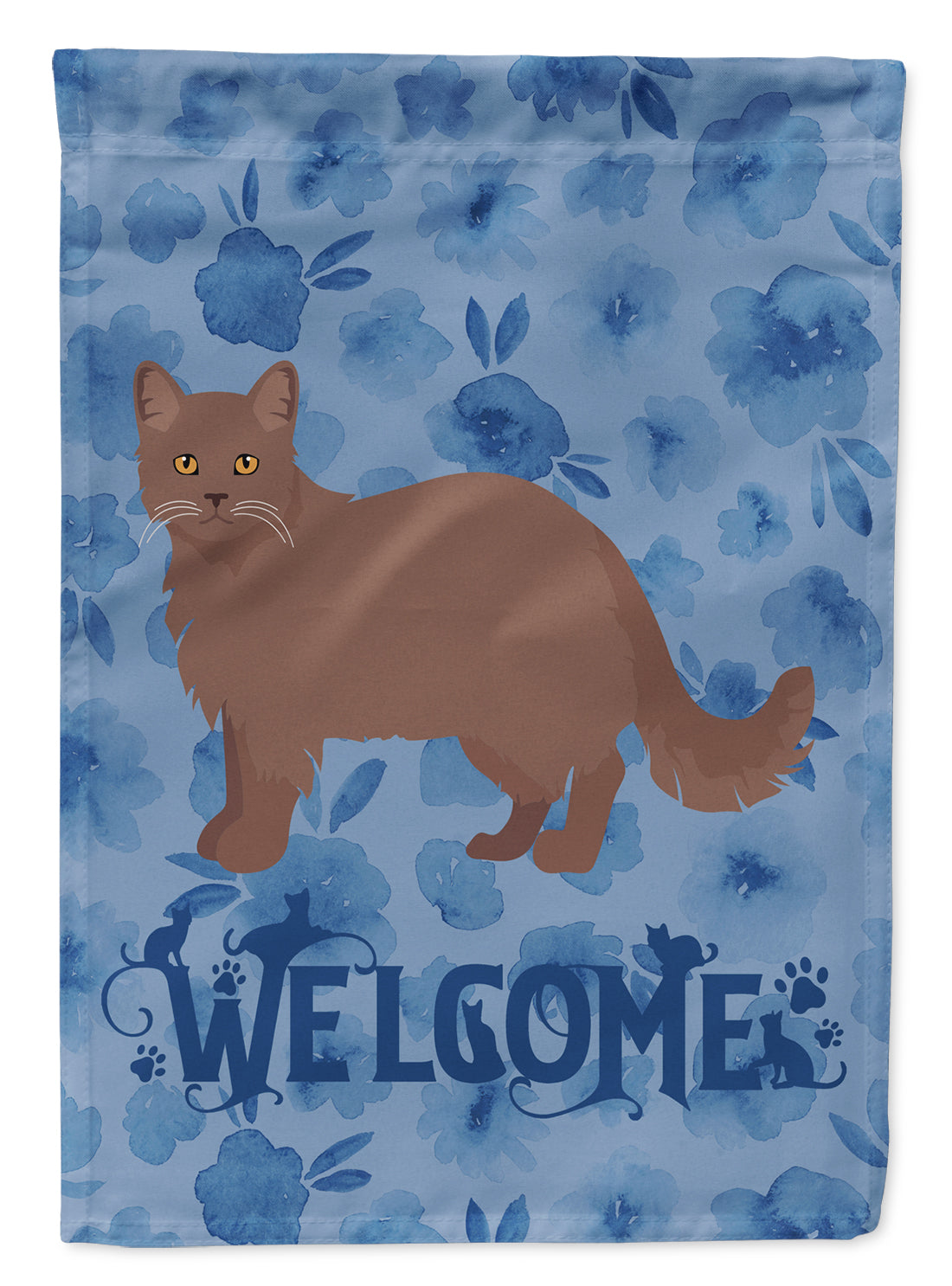 York Chocolate #1 Cat Welcome Flag Canvas House Size CK5003CHF