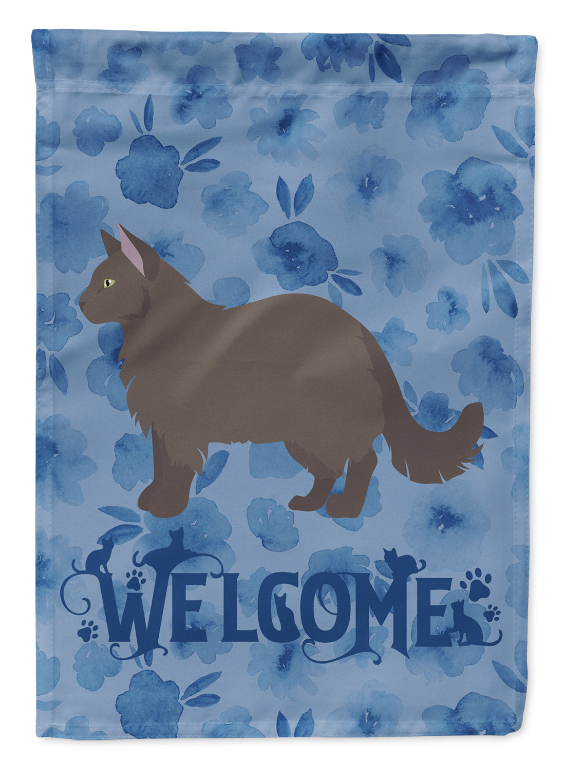 York Chocolate #2 Cat Welcome Flag Canvas House Size CK5004CHF
