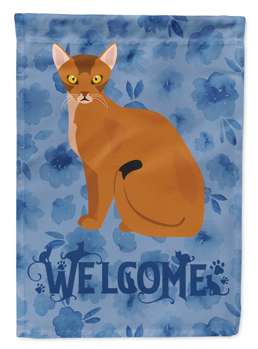 Abyssinian Cat Welcome Flag Canvas House Size CK5005CHF  the-store.com.