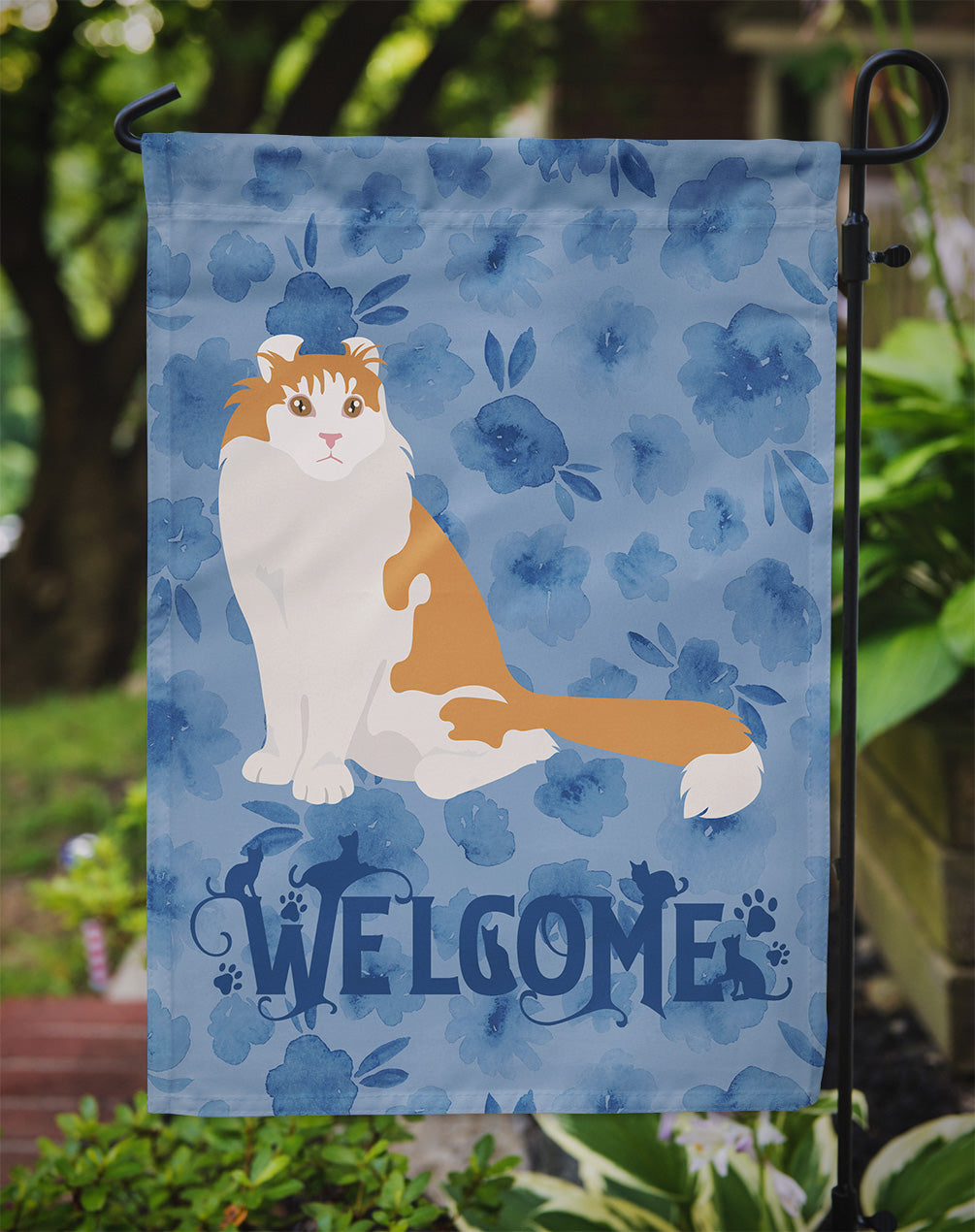 American Curl Cat Welcome Flag Garden Size CK5007GF  the-store.com.