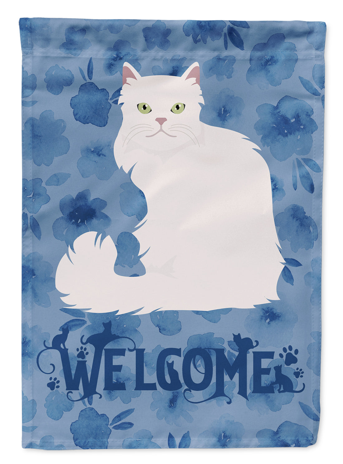 Asian Semi Longhaired Cat Welcome Flag Canvas House Size CK5012CHF