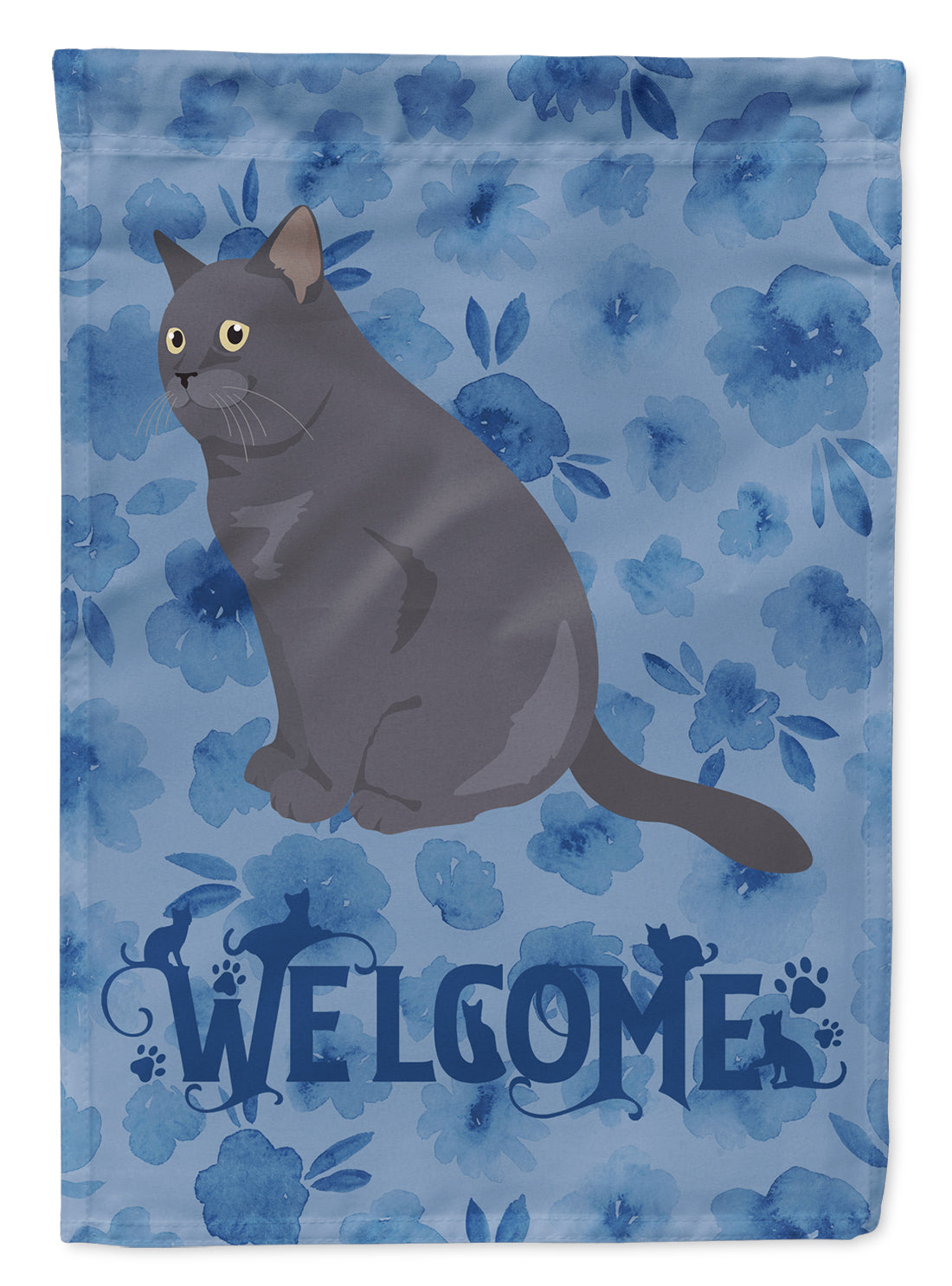 British Shorthair Cat Welcome Flag Canvas House Size CK5017CHF  the-store.com.