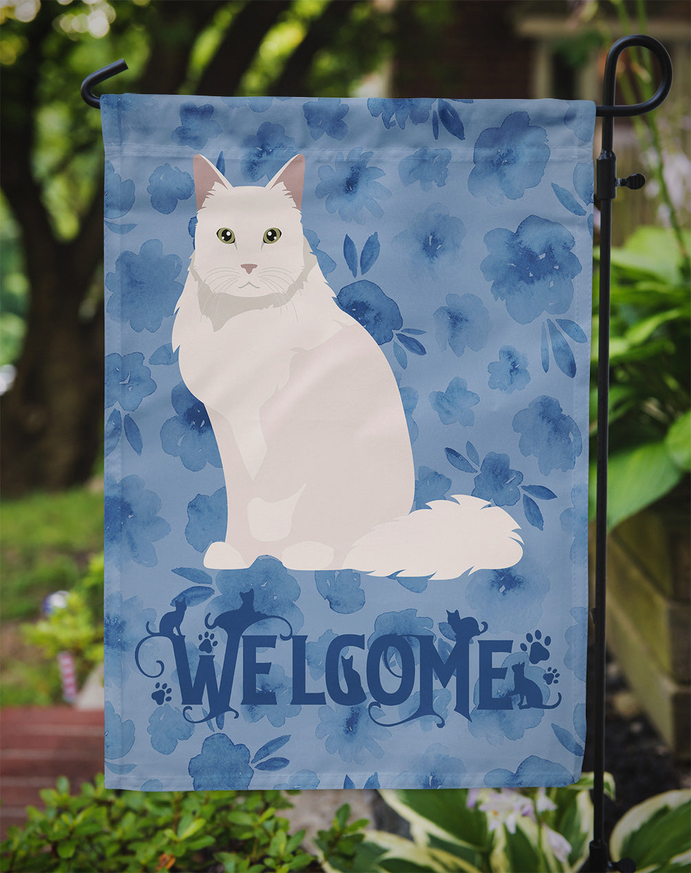 Chantilly Tiffany Cat Welcome Flag Garden Size CK5023GF