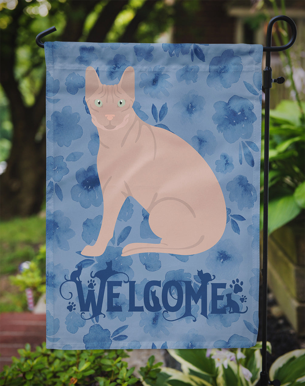 Don Sphynx Cat Welcome Flag Garden Size CK5031GF  the-store.com.