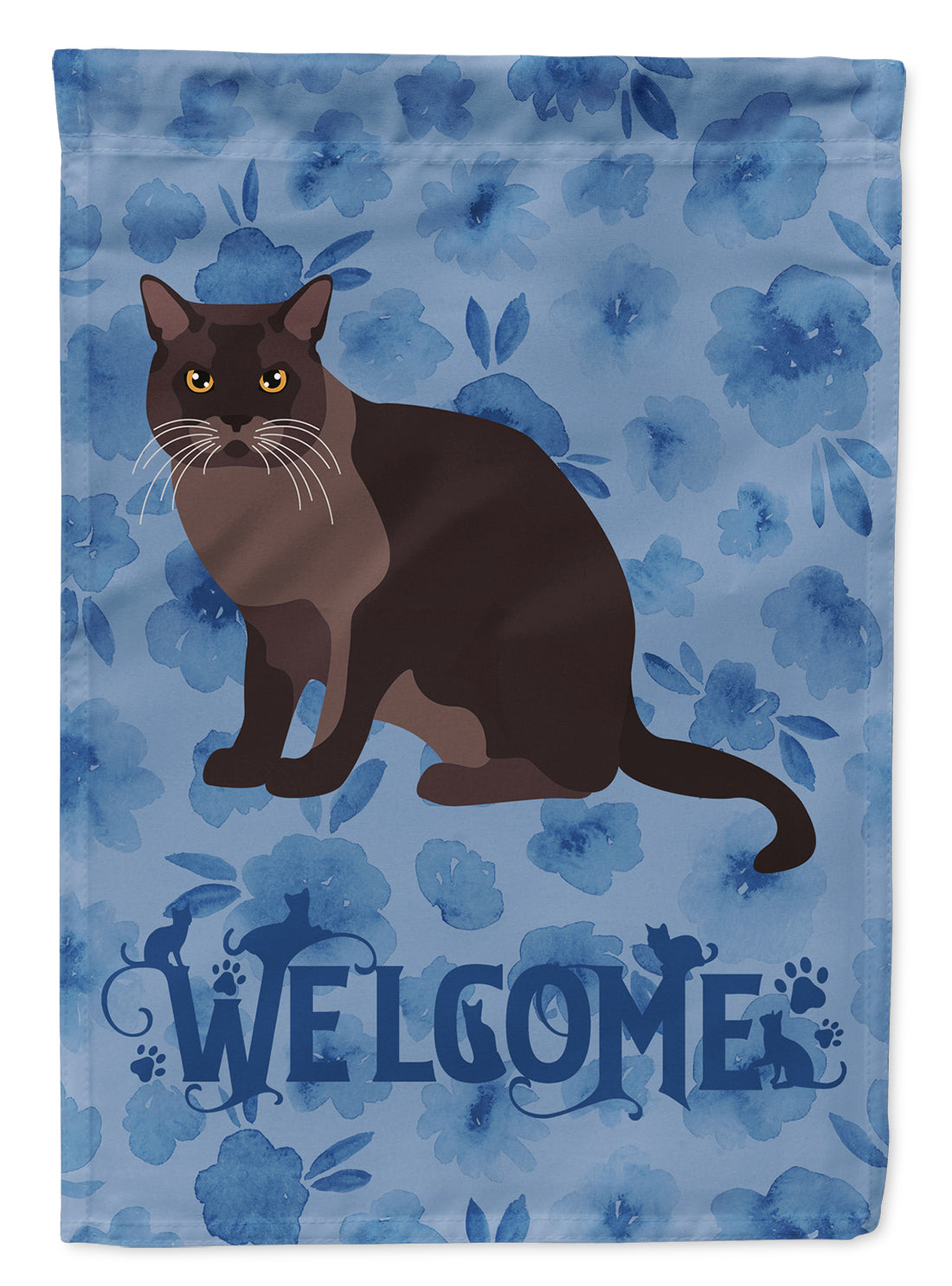 European Burmese Cat Welcome Flag Canvas House Size CK5033CHF  the-store.com.